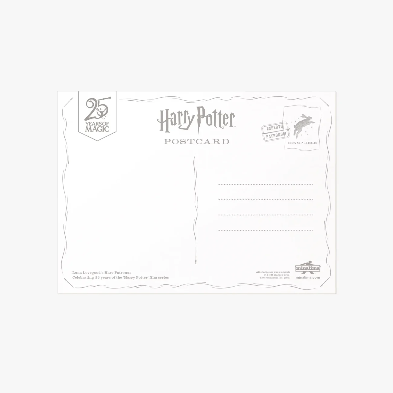Luna Lovegood’s Hare Patronus mystery postcard (back view)