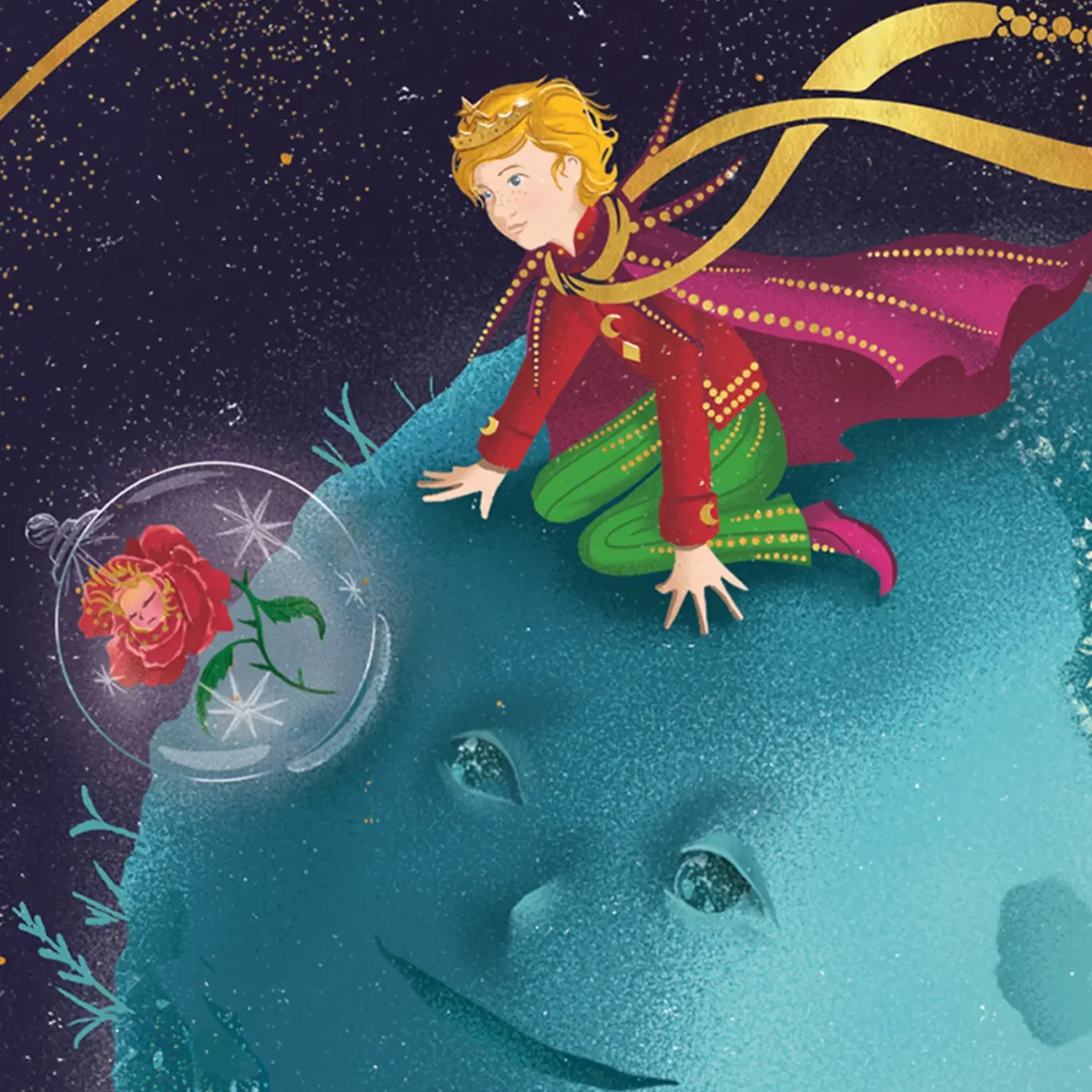 Limited edition art print “She perfumed my planet and lit up my life”, taken from The Little Prince by Antoine de Saint-Exupéry from the MinaLima Illustrated edition (zoomed in detail).
