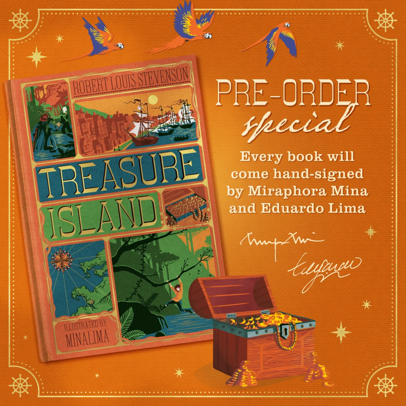 Treasure Island by Robert Louis Stevenson MinaLima Edition pre-order special - Every book will come hand-signed by Miraphora Mina and Eduardo Lima