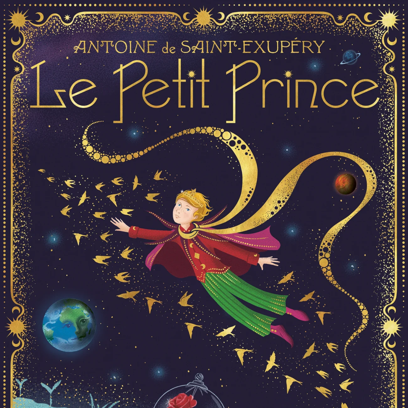 Le Petit Prince by Antoine de Saint-Exupéry - limited edition art print of the book cover of the MinaLima Illustrated French edition (close-up view)