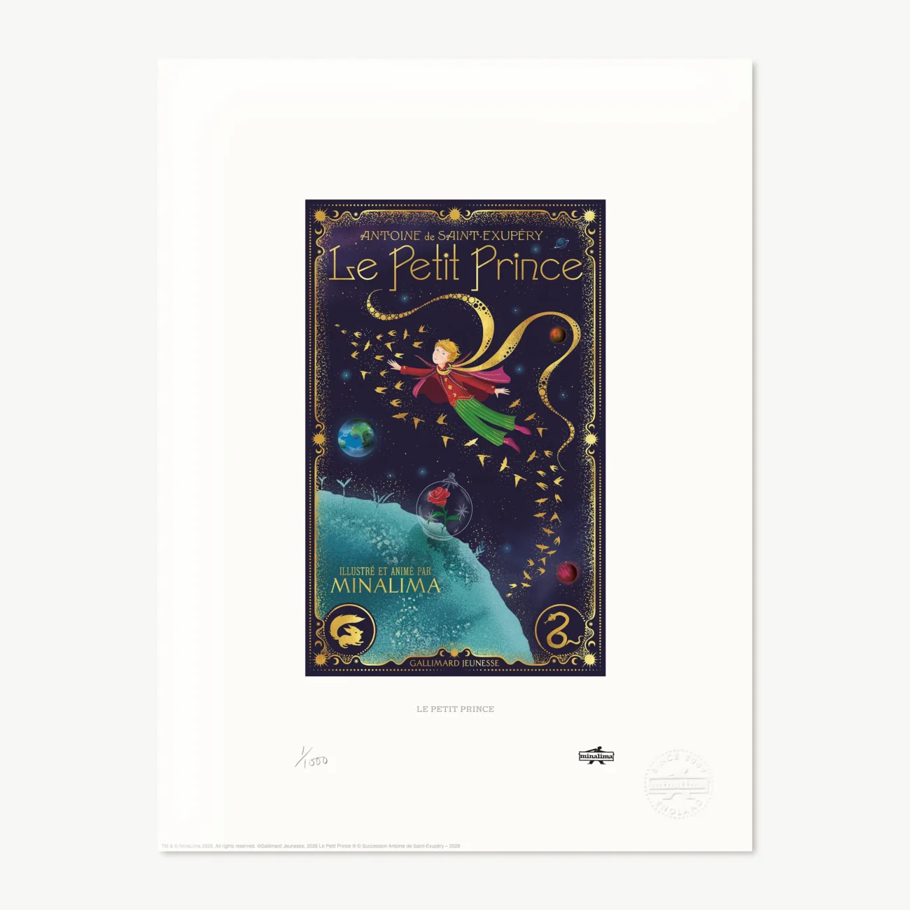 Le Petit Prince by Antoine de Saint-Exupéry - limited edition art print of the book cover of the MinaLima Illustrated French edition