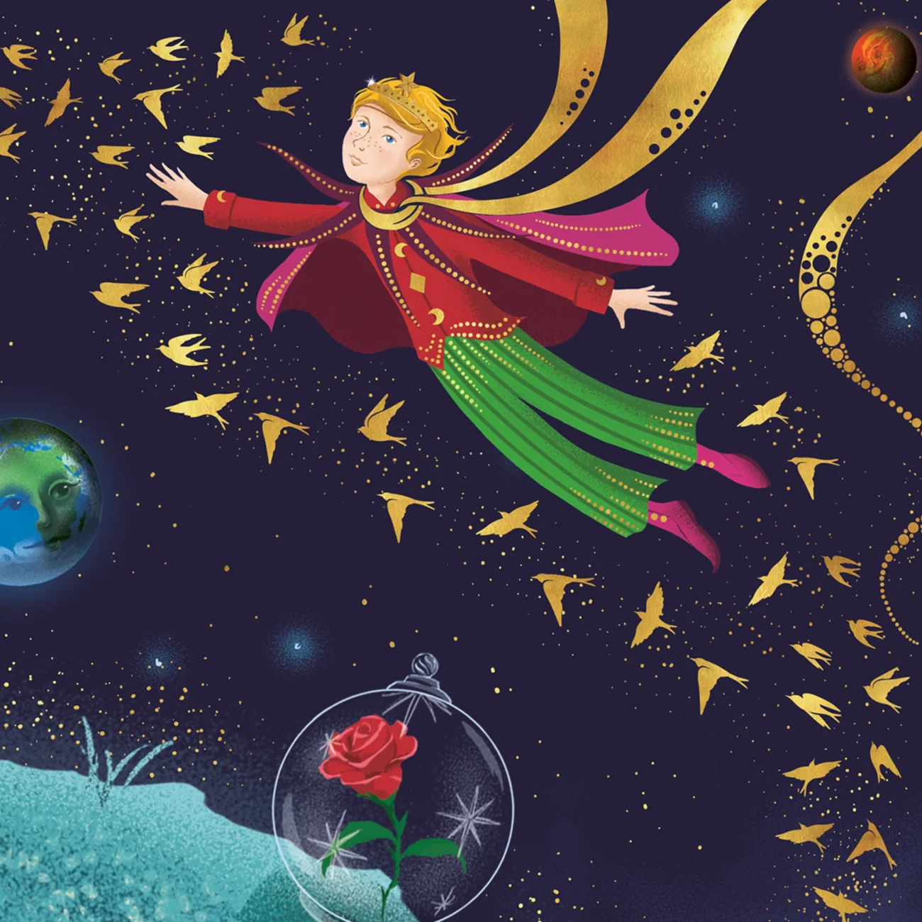 The Little Prince by Antoine de Saint-Exupéry - limited edition art print of the book cover of the MinaLima Illustrated (English) edition (detail)