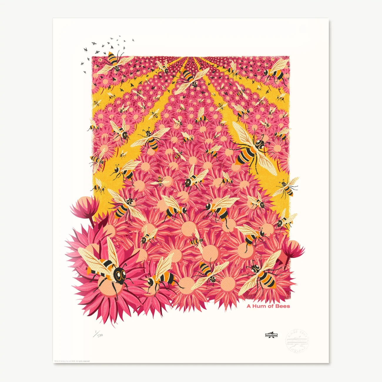 A Hum of Bees limited edition art print from the MinaLima Menagerie