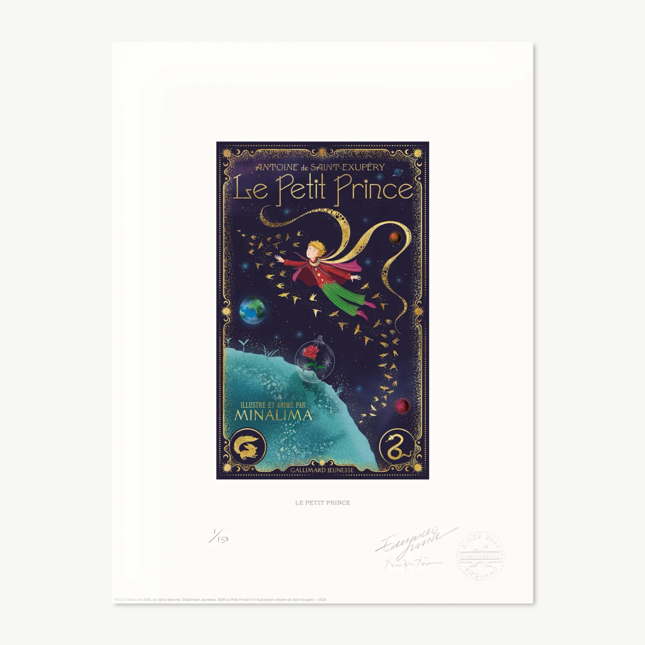 Le Petit Prince by Antoine de Saint-Exupéry - limited edition art print of the book cover of the MinaLima Illustrated French edition