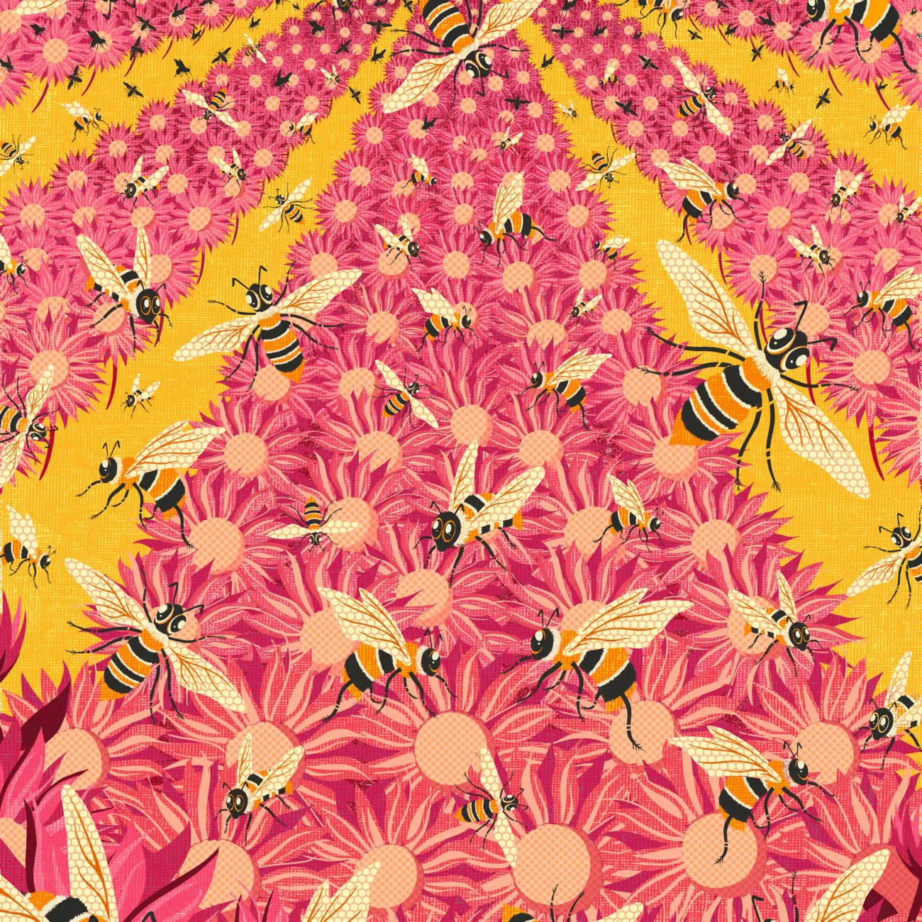 A Hum of Bees limited edition art print from the MinaLima Menagerie (zoomed-in view)
