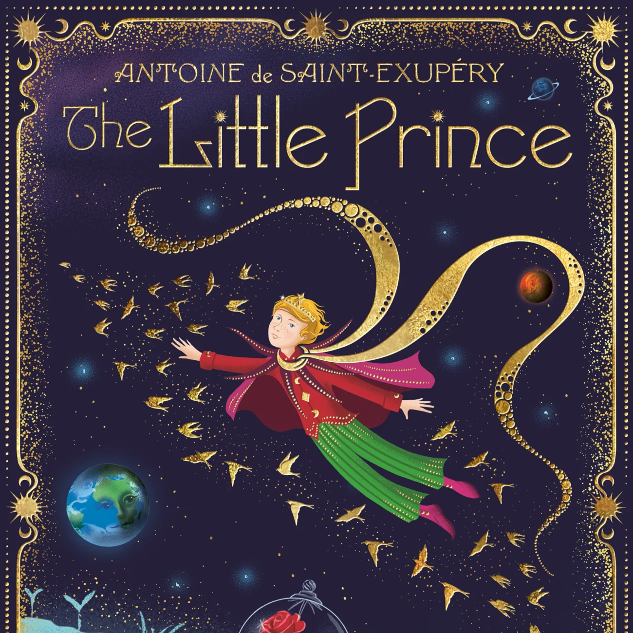 The Little Prince by Antoine de Saint-Exupéry - limited edition art print of the book cover of the MinaLima Illustrated (English) edition (zoomed-in view)