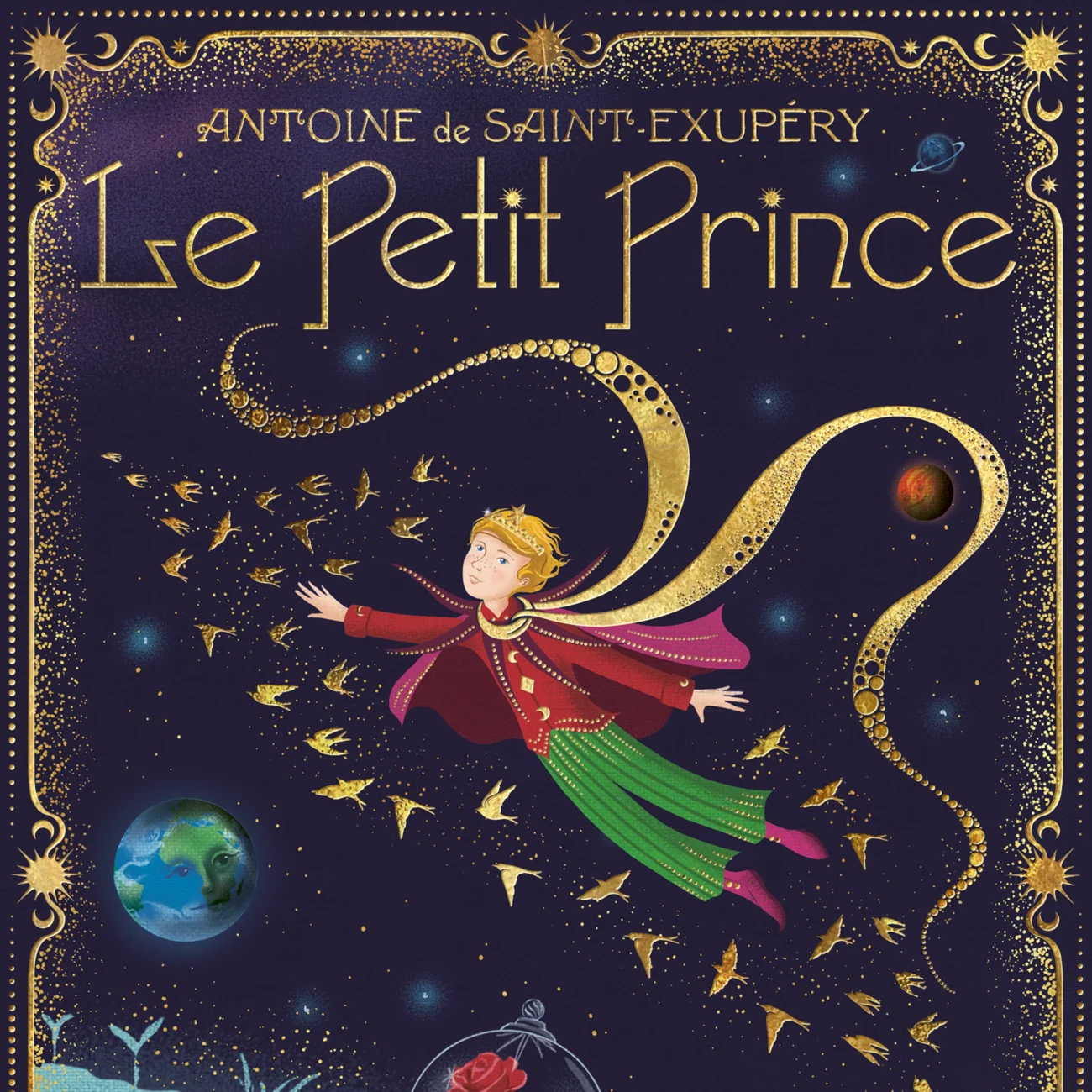 Le Petit Prince by Antoine de Saint-Exupéry - limited edition art print of the book cover of the MinaLima Illustrated French edition (zoomed-in view)