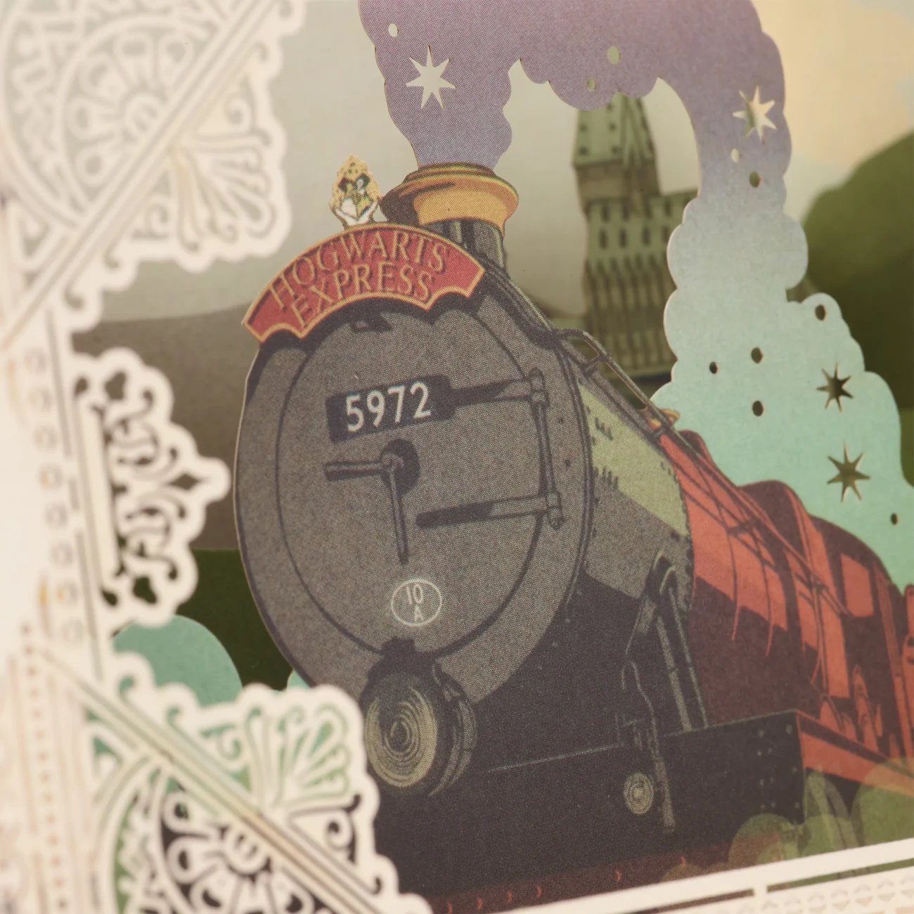 Hogwarts Express Ticket 3D notecard (close-up detail)