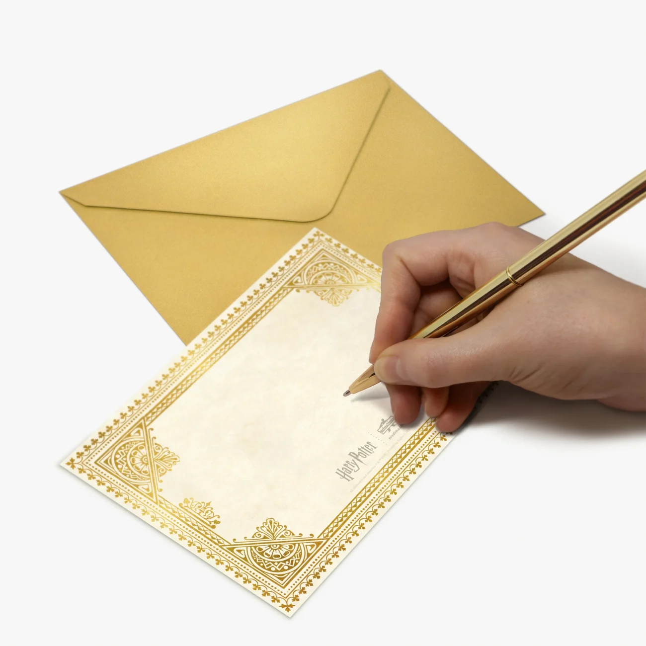 Hogwarts Express Ticket 3D notecard and gold envelope (back of notecard with space for writing)