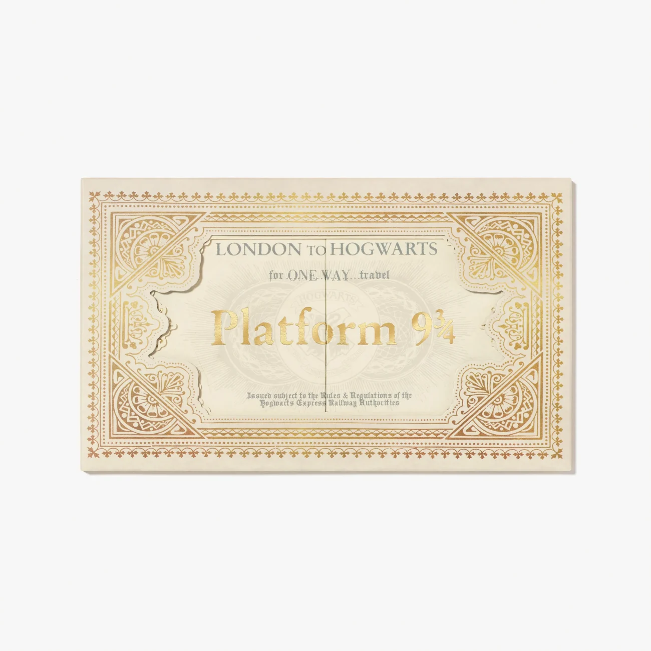 Hogwarts Express Ticket 3D notecard and gold envelope (back of notecard with space for writing)