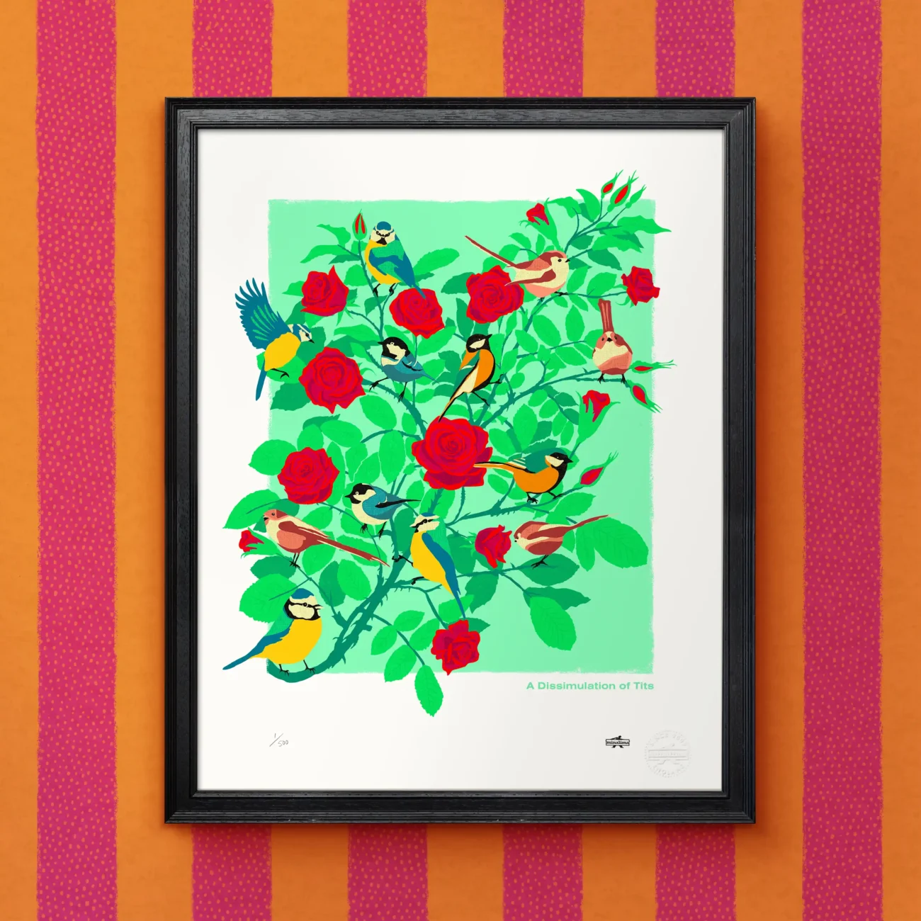 A Dissimulation of Tits limited edition art print from the MinaLima Menagerie series (framed view)