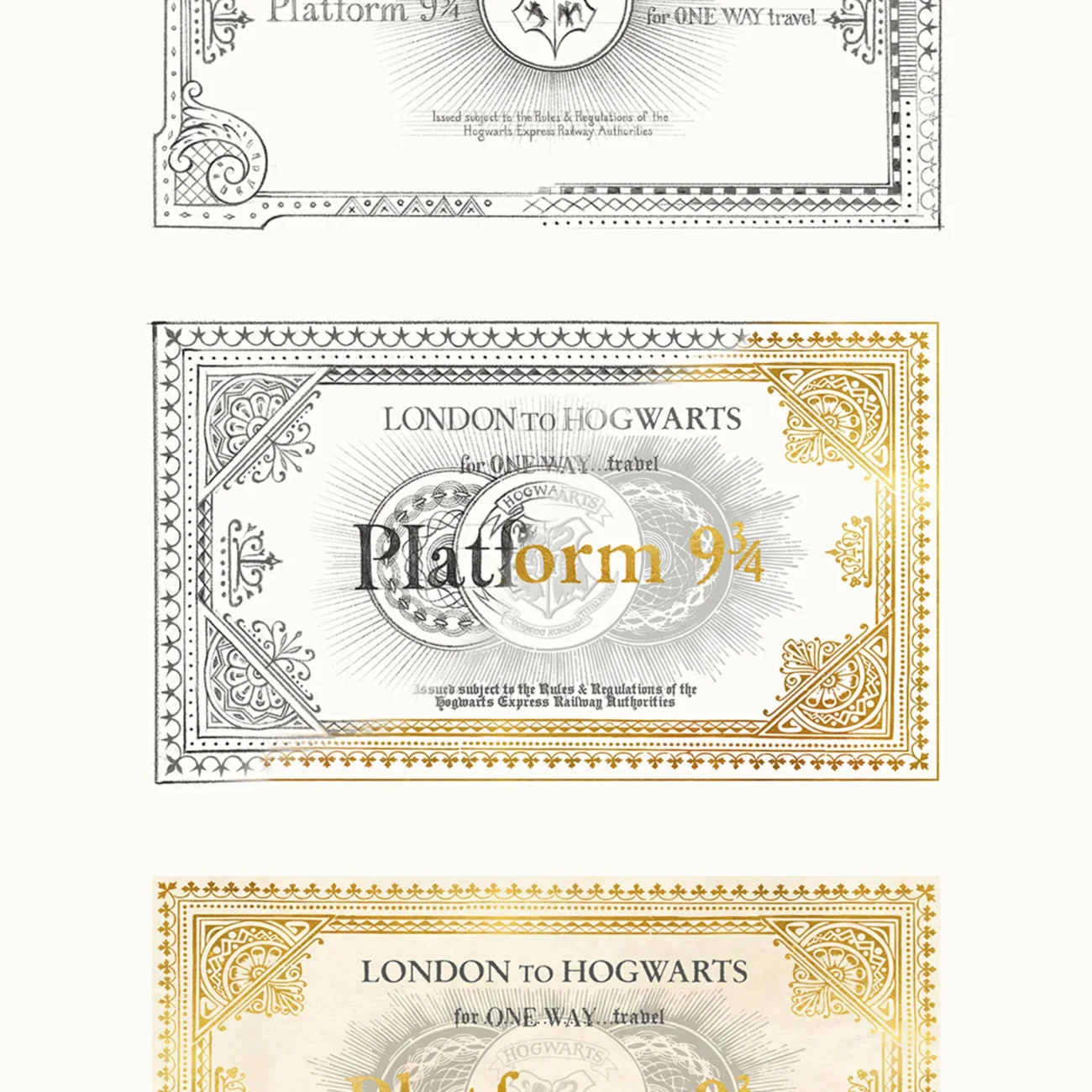 Hogwarts Express Ticket MinaLima art print designed for Harry Potter and the Philosopher's Stone