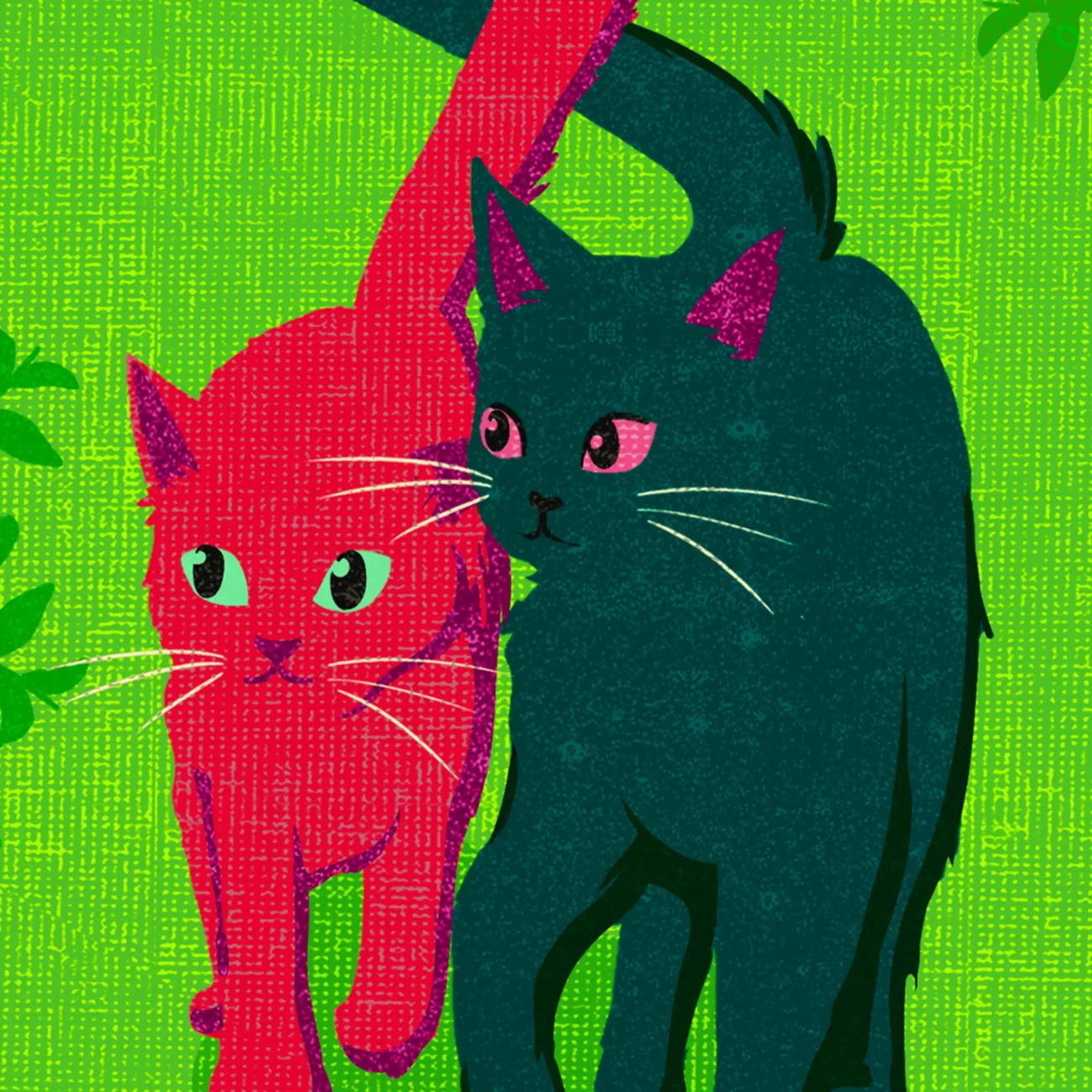A Comfort of Cats limited edition art print from the MinaLima Menagerie series (close-up detail)