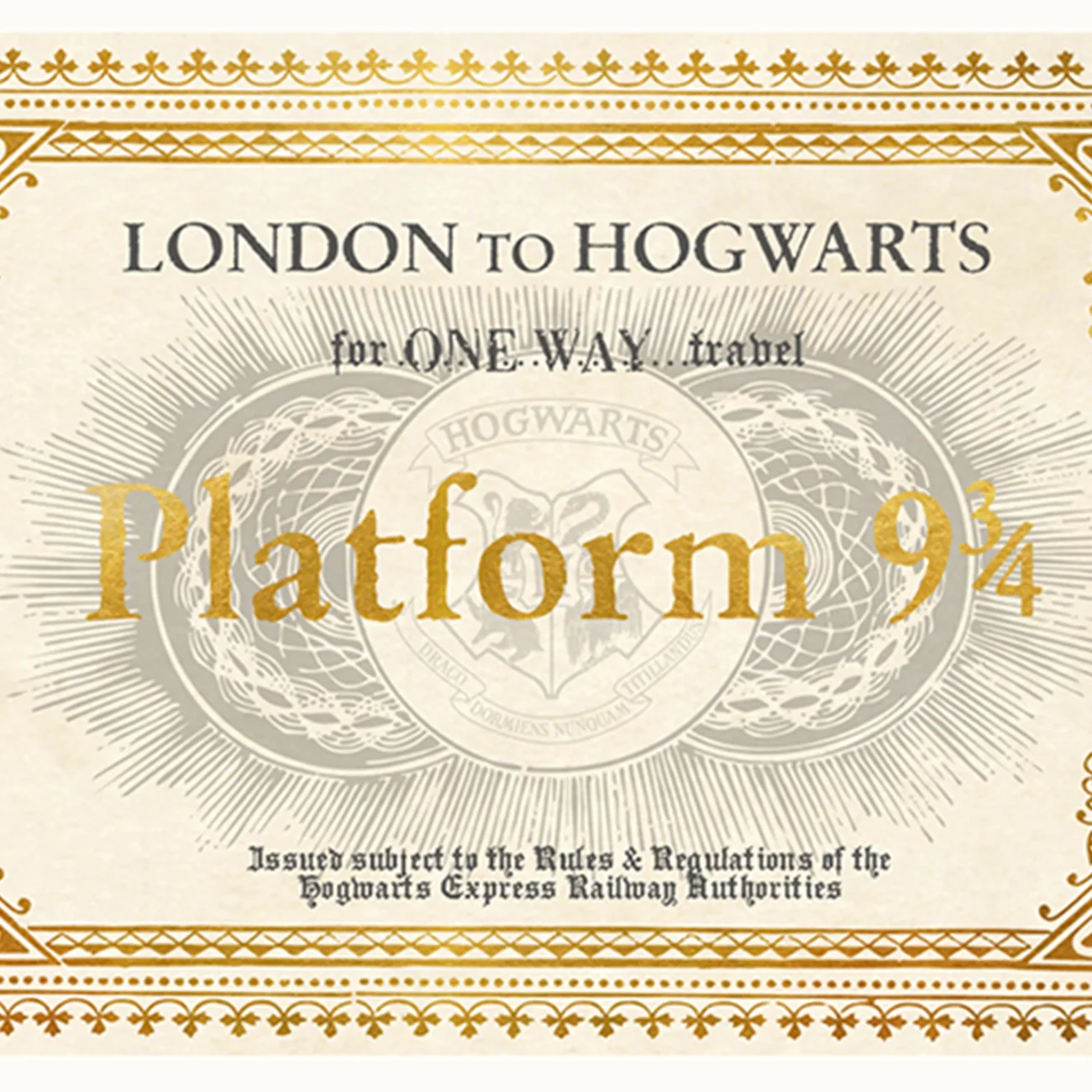 Hogwarts Express Ticket MinaLima art print designed for Harry Potter and the Philosopher's Stone (standard print close-up detail)