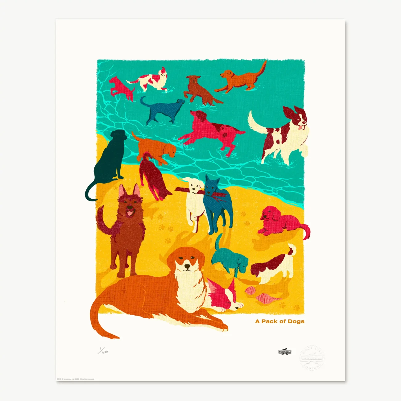 A Pack of Dogs limited edition art print from the MinaLima Menagerie series