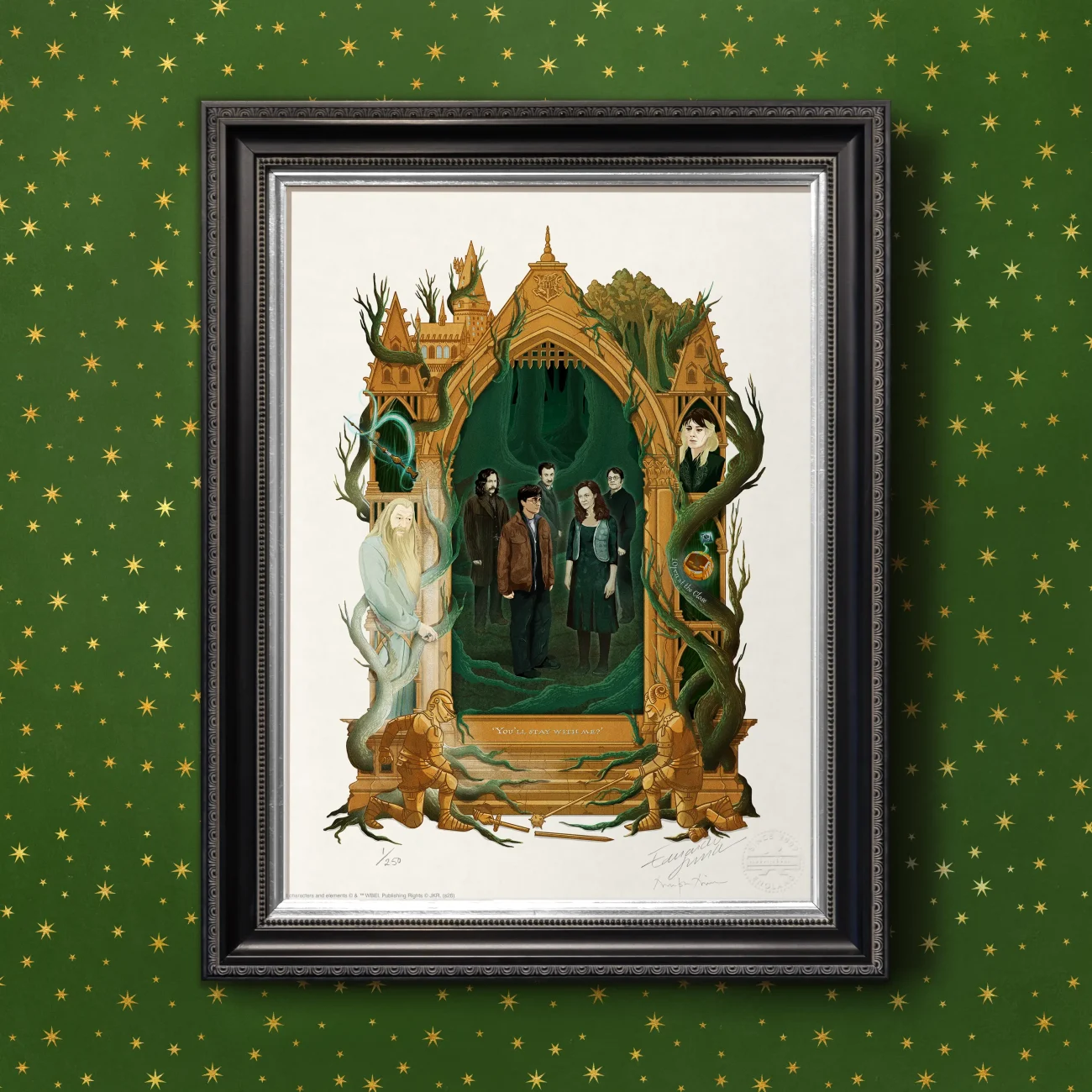 'You'll Stay With Me?' MinaLima Magical Moments limited edition art print from Harry Potter and the Deathly Hallows Part 2 (framed view)