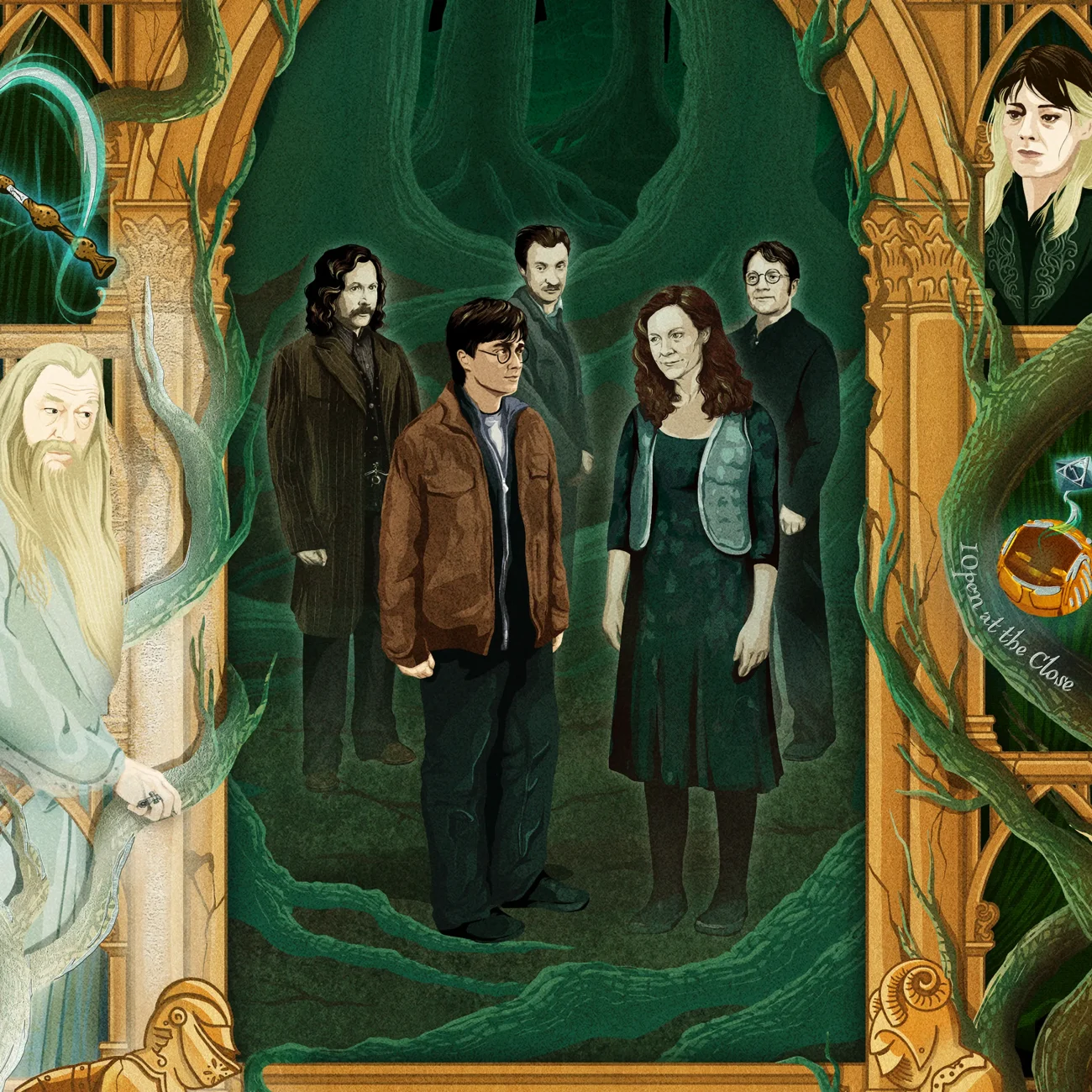 'You'll Stay With Me?' MinaLima Magical Moments limited edition art print from Harry Potter and the Deathly Hallows Part 2 (close-up view)