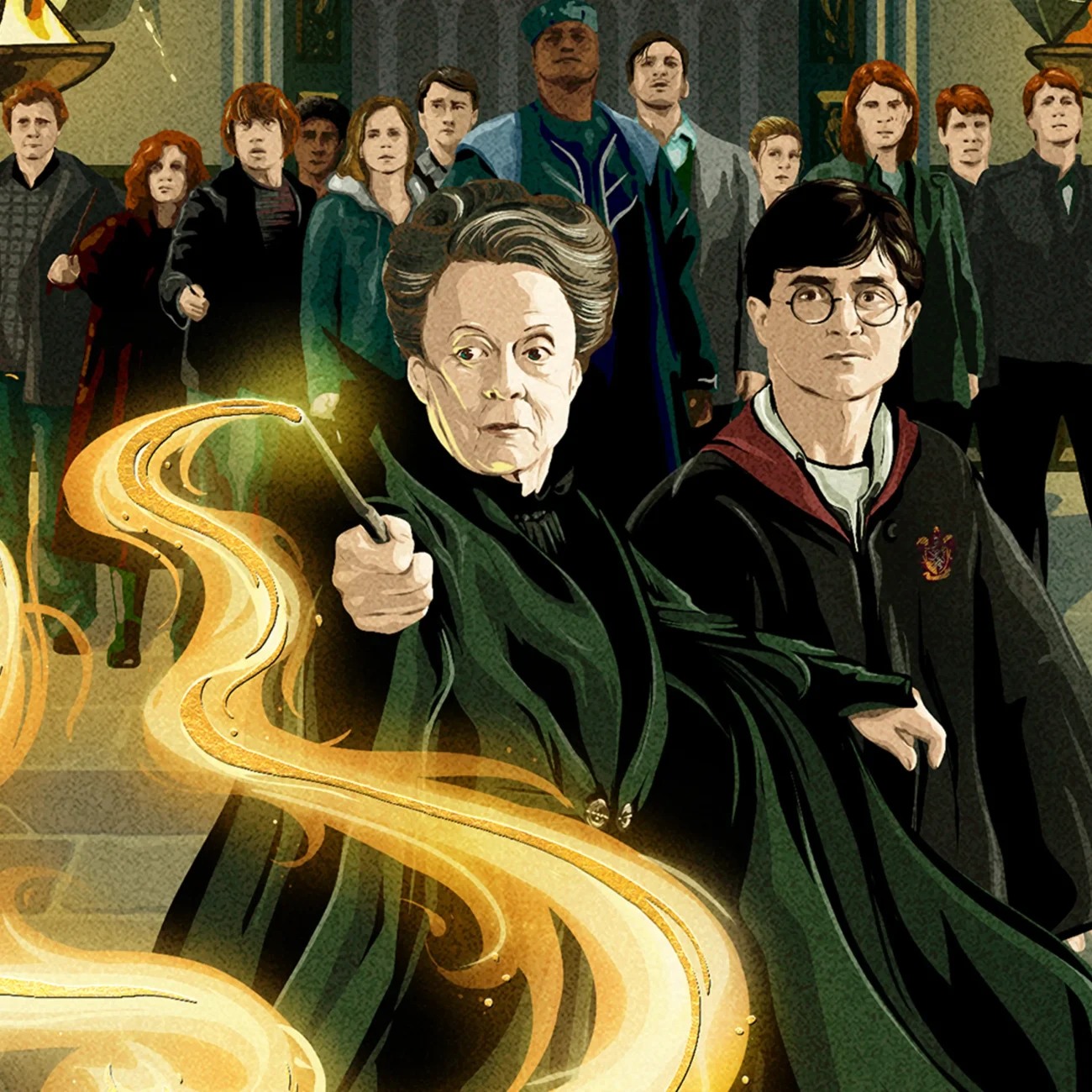 'How Dare You Stand Where He Stood' MinaLima Magical Moments limited edition art print from Harry Potter and the Deathly Hallows Part 2 (detail)