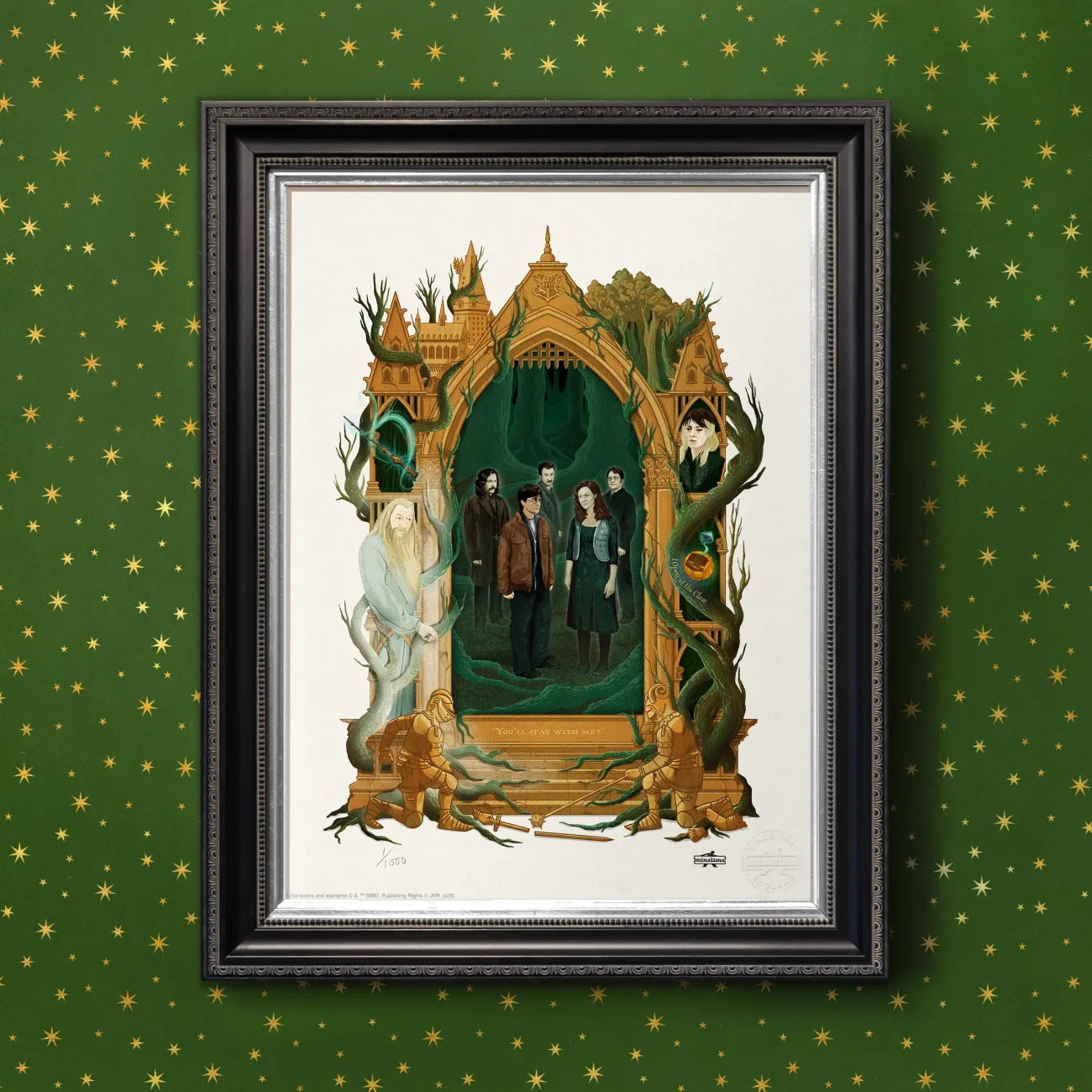 'You'll Stay With Me?' MinaLima Magical Moments limited edition art print from Harry Potter and the Deathly Hallows Part 2 (standard print framed view)