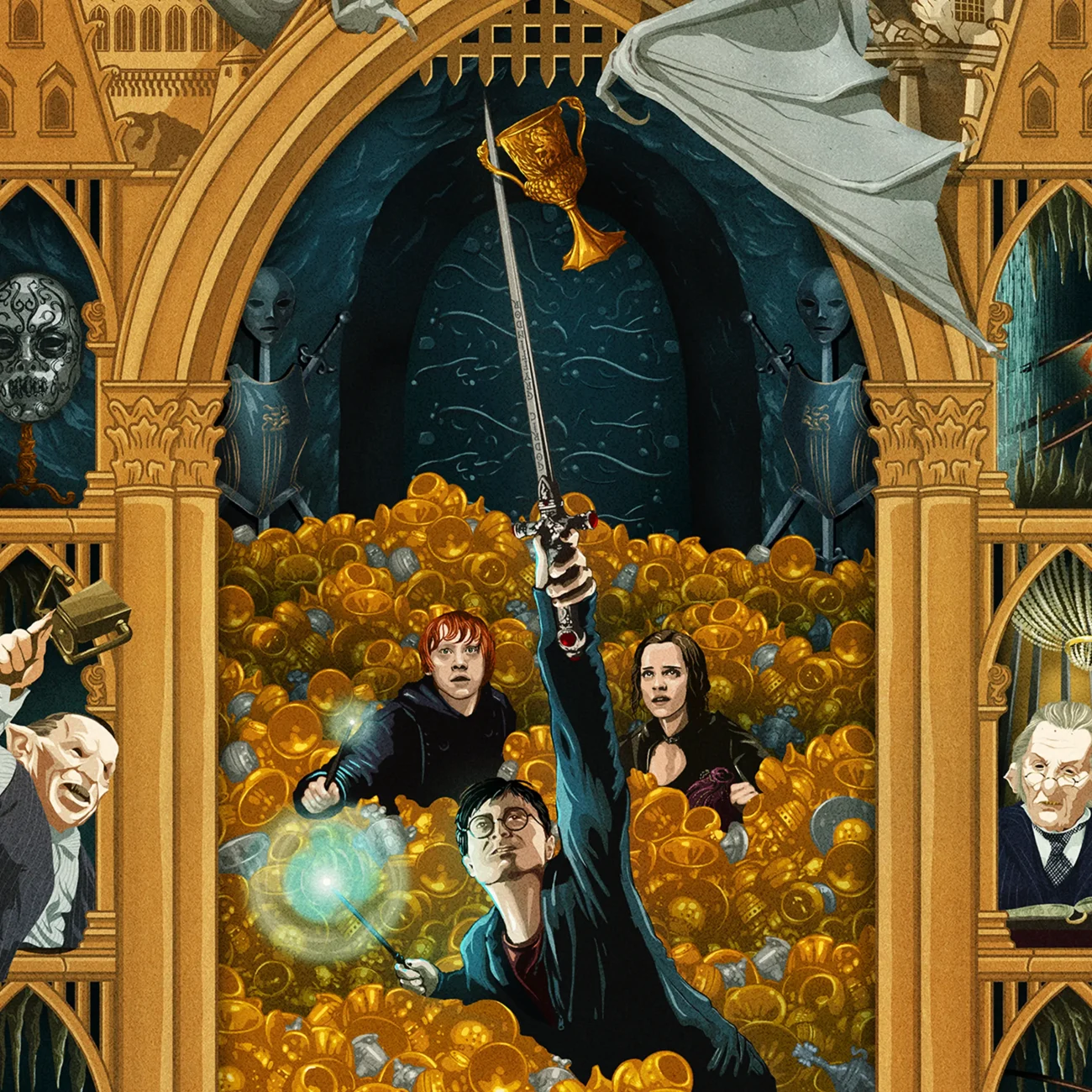 'The Cup for the Sword' MinaLima Magical Moments limited edition art print from Harry Potter and the Deathly Hallows Part 2