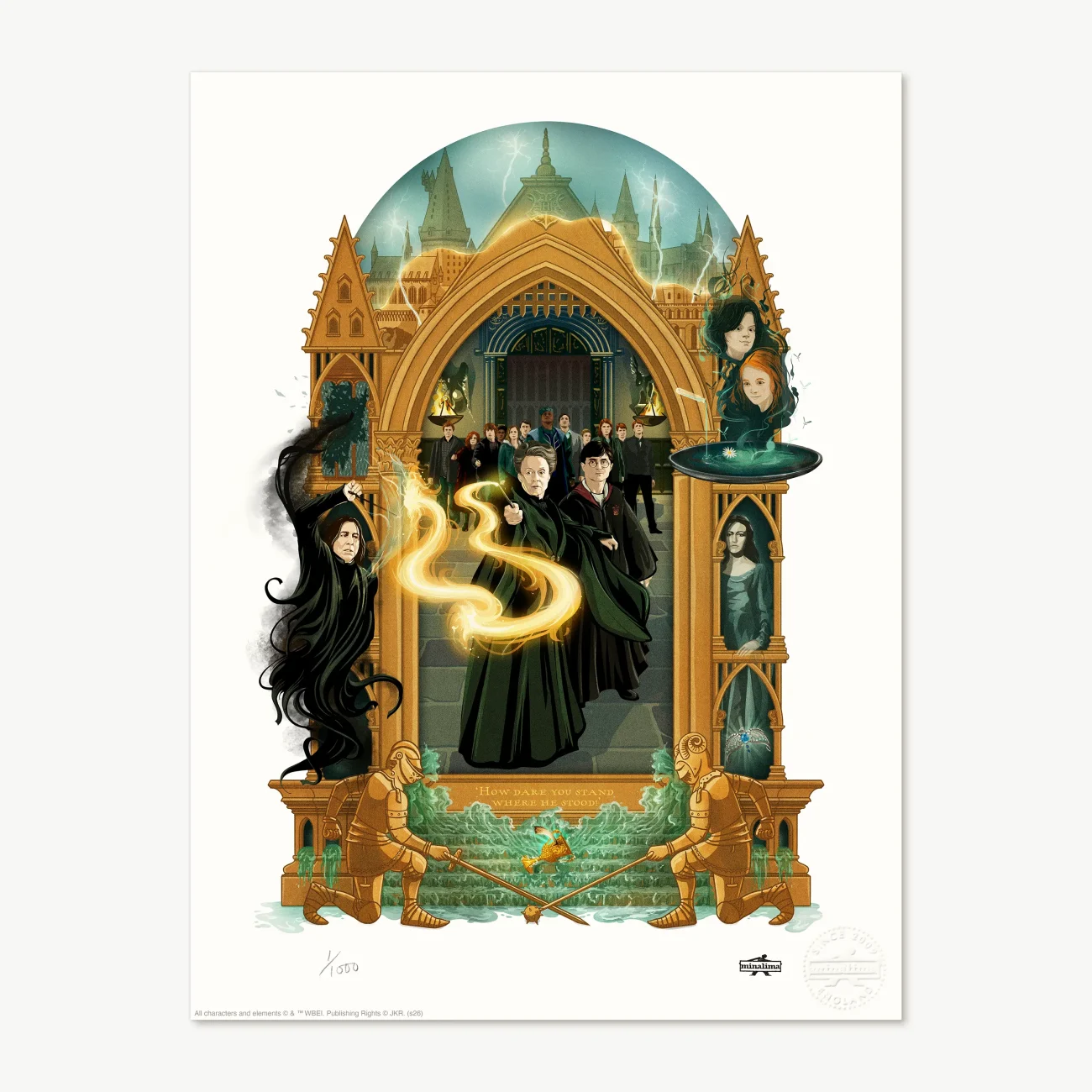 'How Dare You Stand Where He Stood' MinaLima Magical Moments limited edition art print from Harry Potter and the Deathly Hallows Part 2
