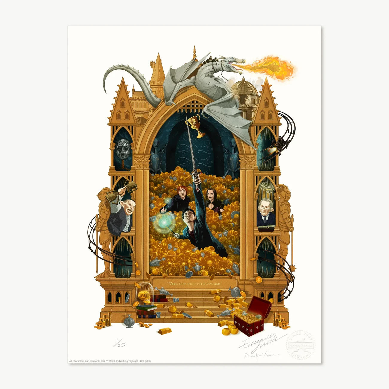 'The Cup for the Sword' MinaLima Magical Moments limited edition art print from Harry Potter and the Deathly Hallows Part 2
