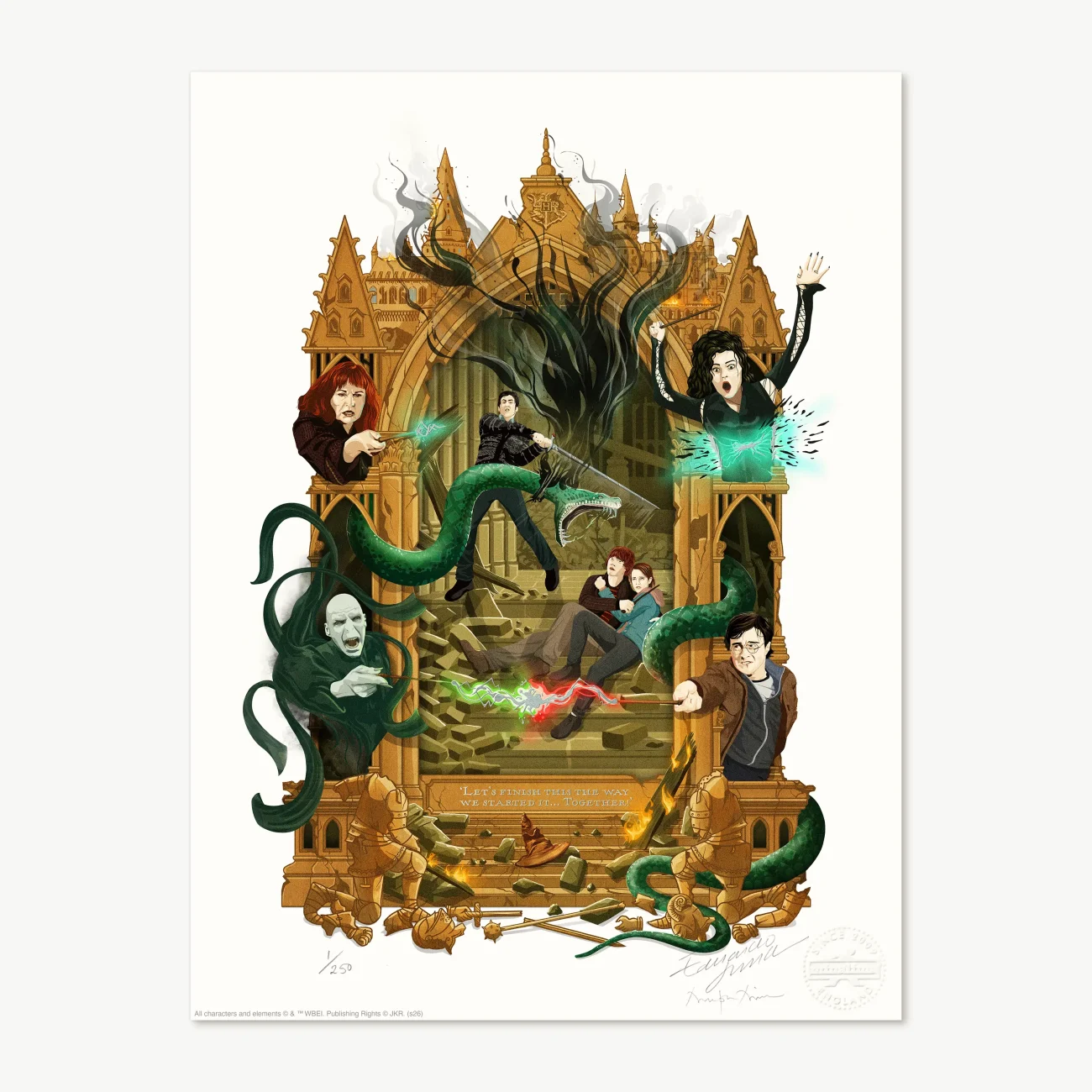 'Let's Finish This The Way We Started It. Together!' MinaLima Magical Moments limited edition art print from Harry Potter and the Deathly Hallows Part 2