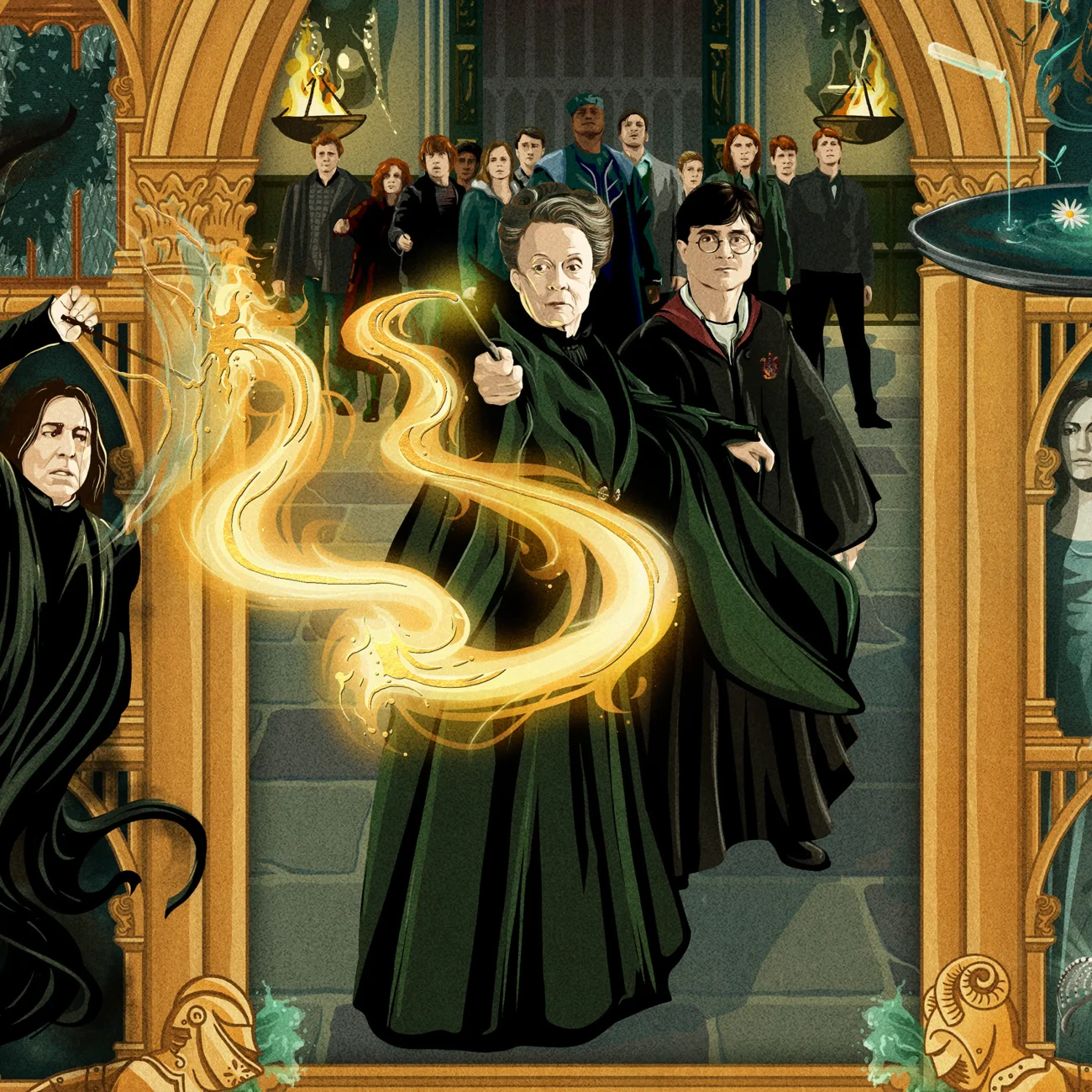 'How Dare You Stand Where He Stood' MinaLima Magical Moments limited edition art print from Harry Potter and the Deathly Hallows Part 2 (zoomed-in image)