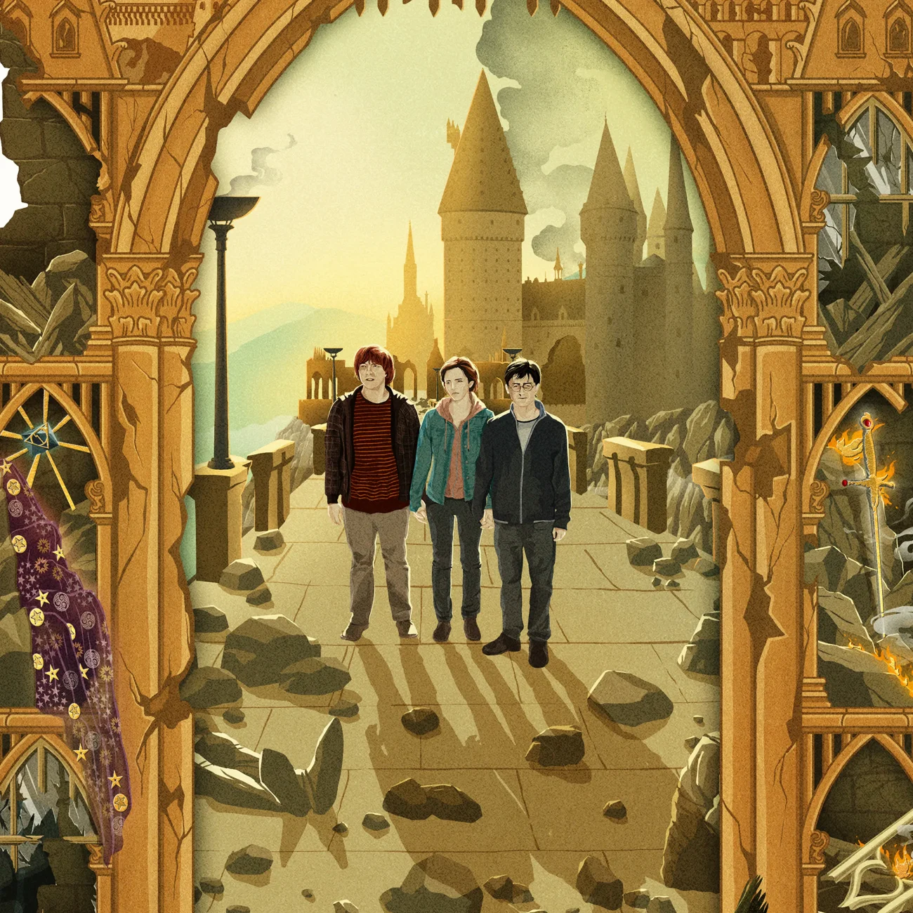 'With That, You'd Be Invincible' MinaLima Magical Moments limited edition art print from Harry Potter and the Deathly Hallows Part 2 (zoomed-in image)