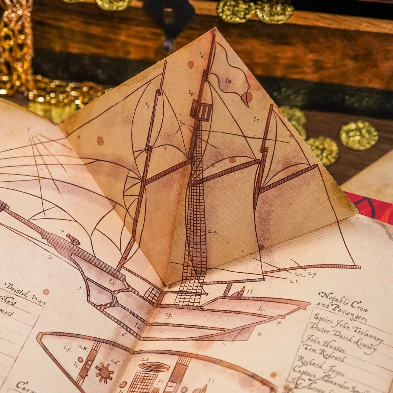 Treasure Island by Robert Louis Stevenson deluxe edition illustrated by MinaLima (close-up of paper engineered feature)