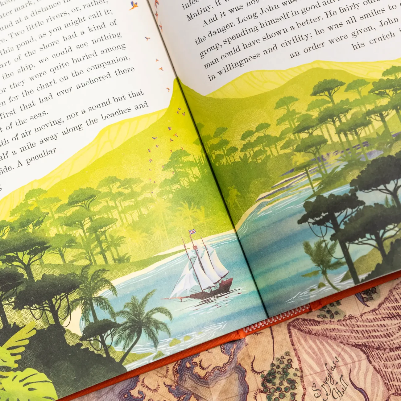 Treasure Island by Robert Louis Stevenson deluxe edition illustrated by MinaLima (open view with illustrations)