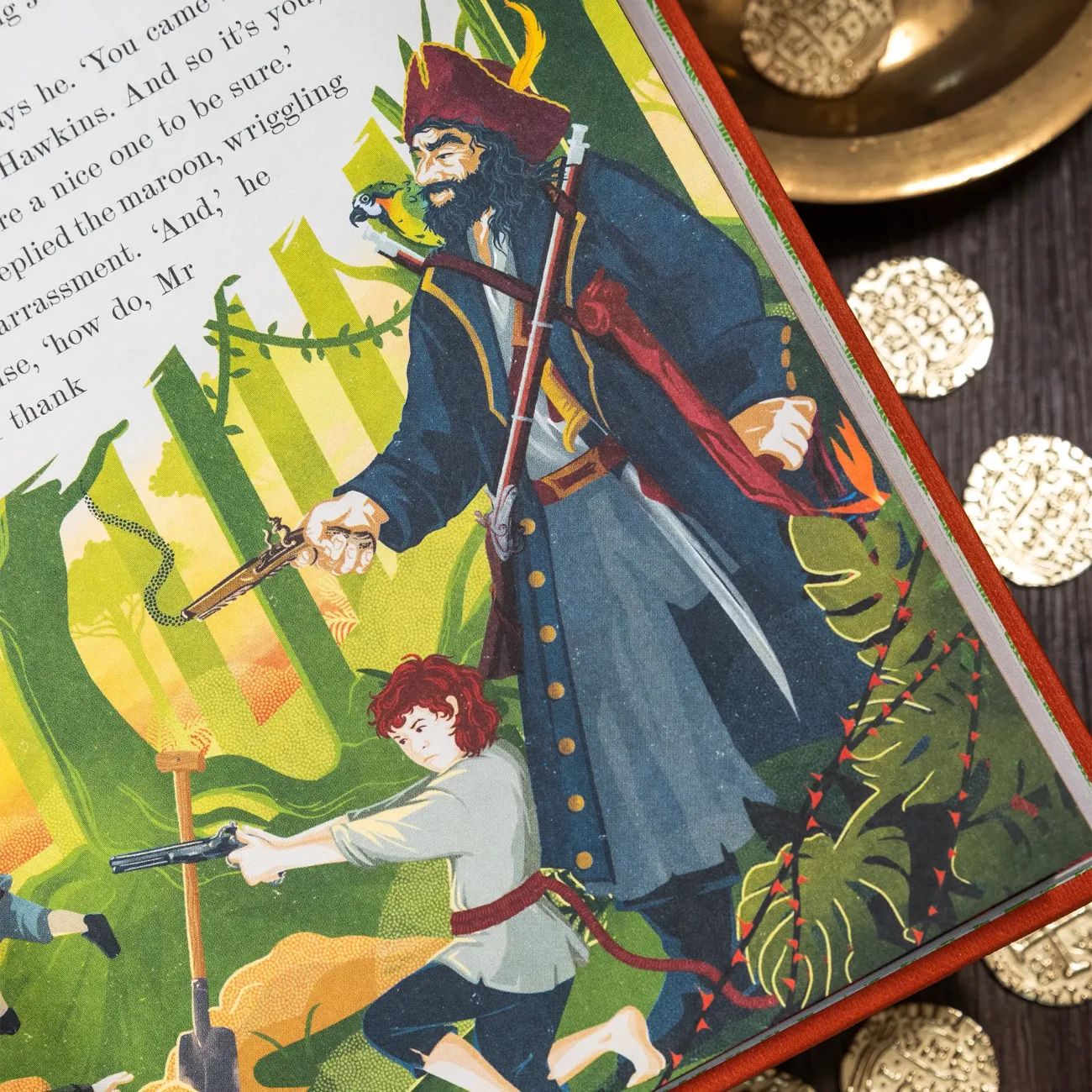 Treasure Island by Robert Louis Stevenson deluxe edition illustrated by MinaLima (illustration close-up)
