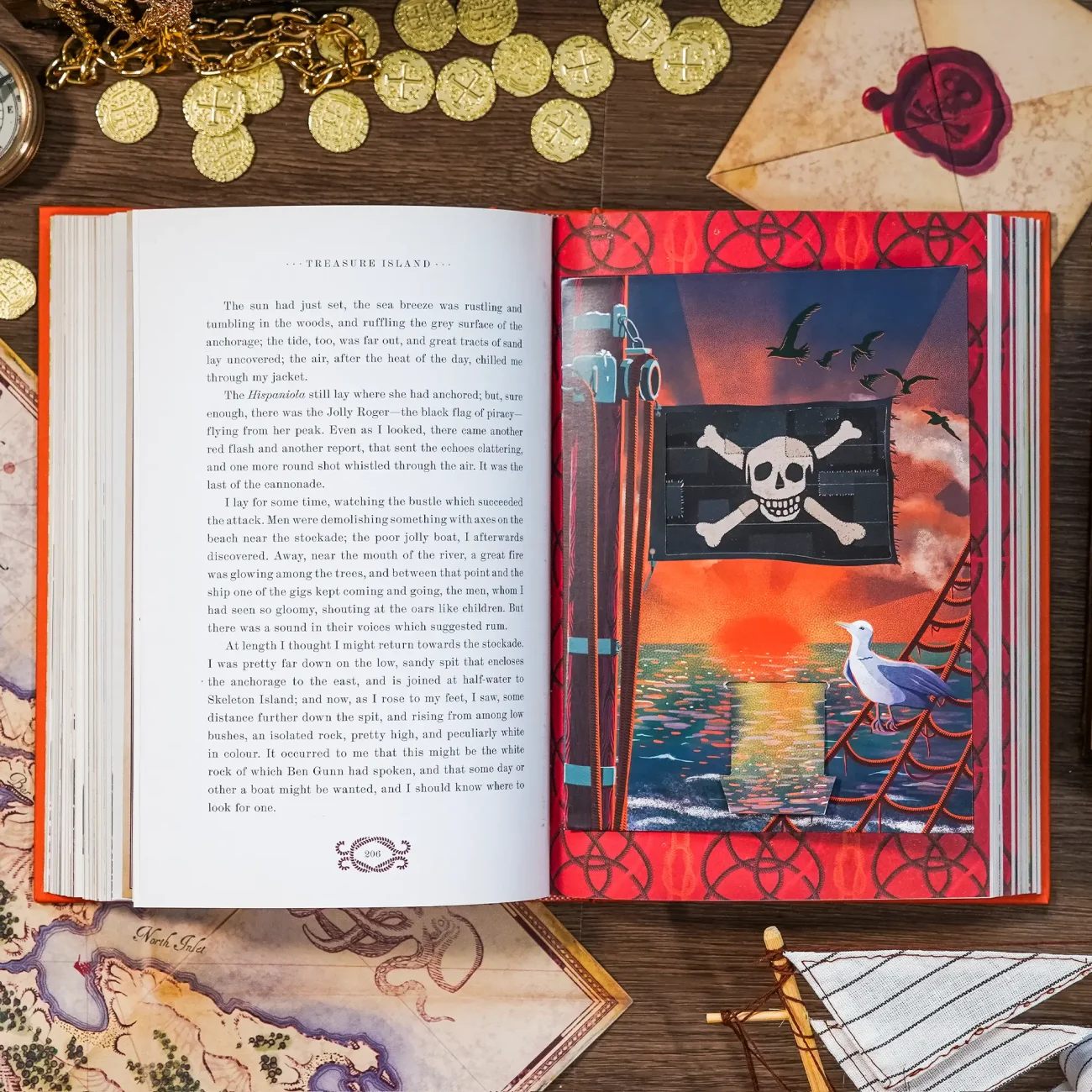 Treasure Island by Robert Louis Stevenson deluxe edition illustrated by MinaLima (flag paper-engineered element)