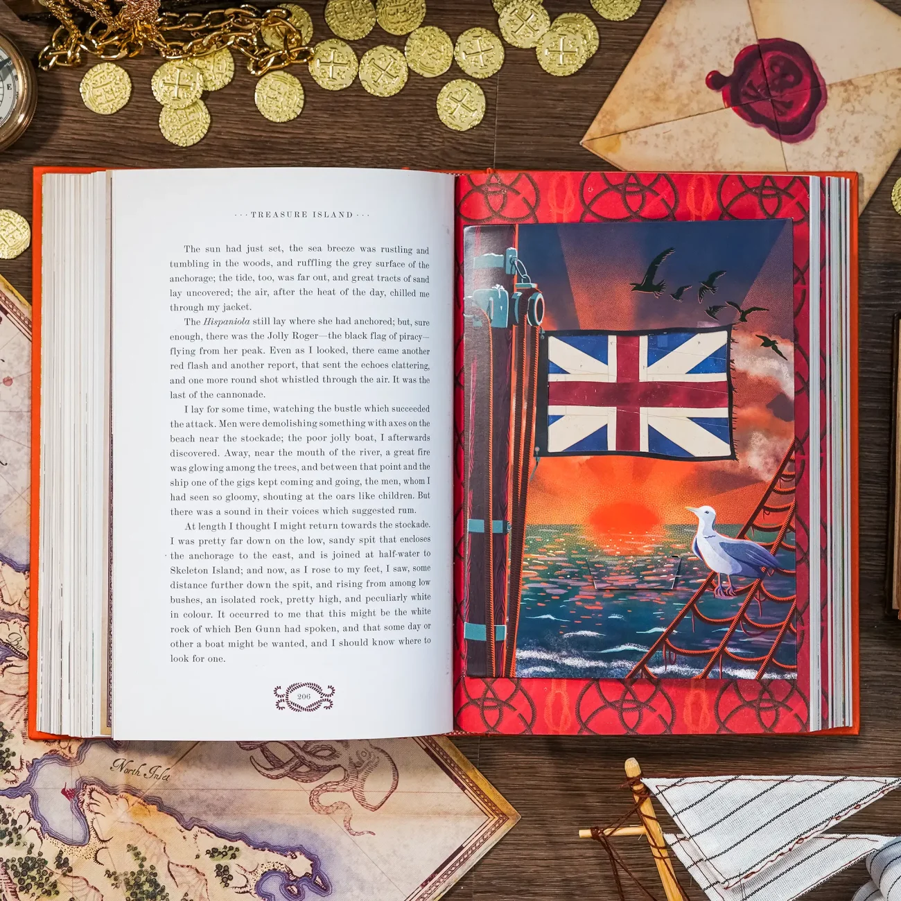 Treasure Island by Robert Louis Stevenson deluxe edition illustrated by MinaLima (flag paper-engineered element)