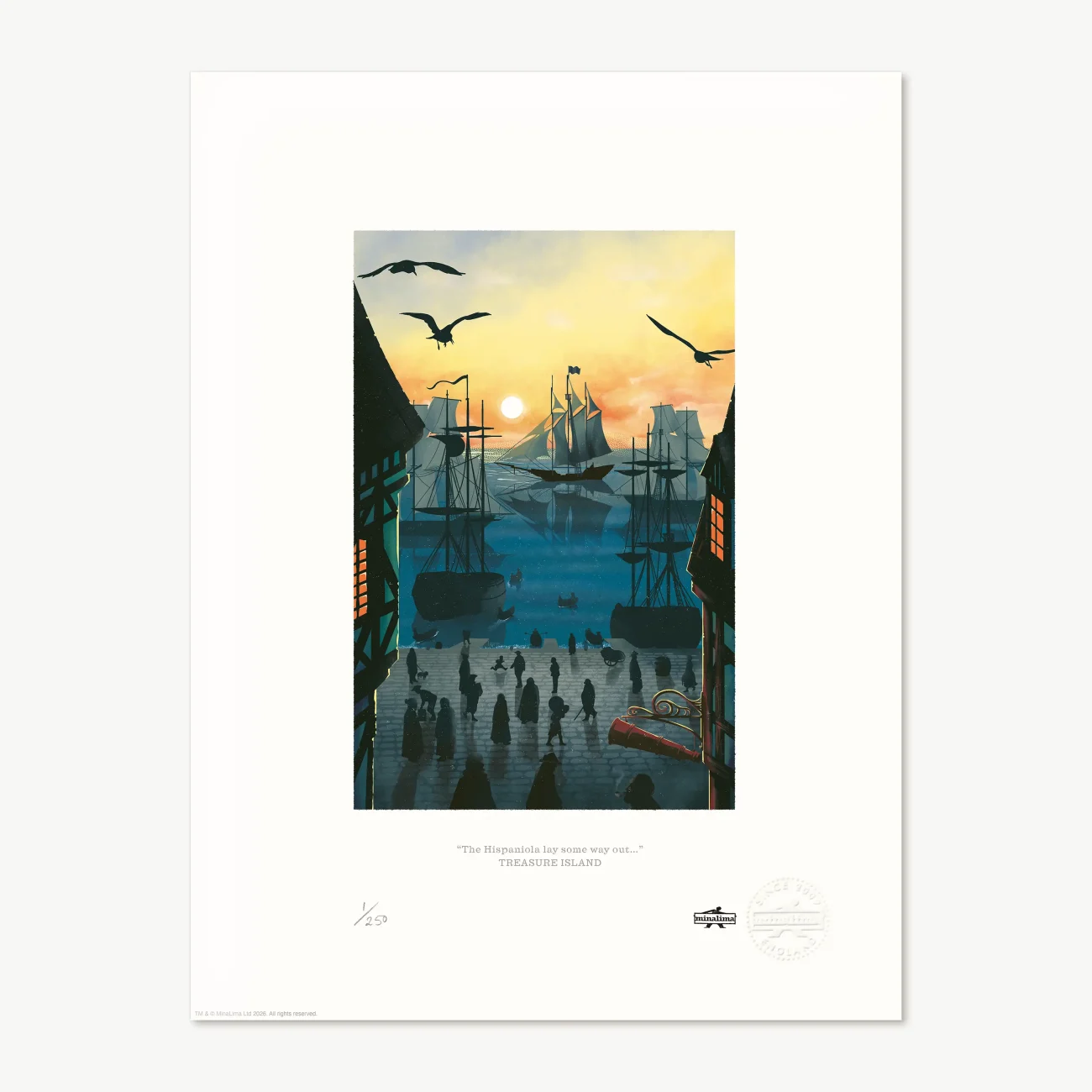"The Hispaniola lay some way out" limited edition Treasure Island MinaLima art print