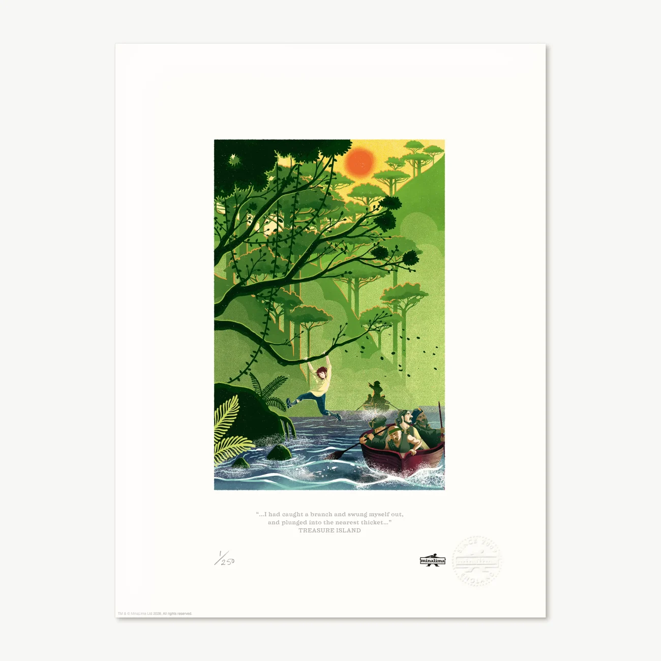 "I had caught a branch and swung my way out" limited edition Treasure Island MinaLima art print