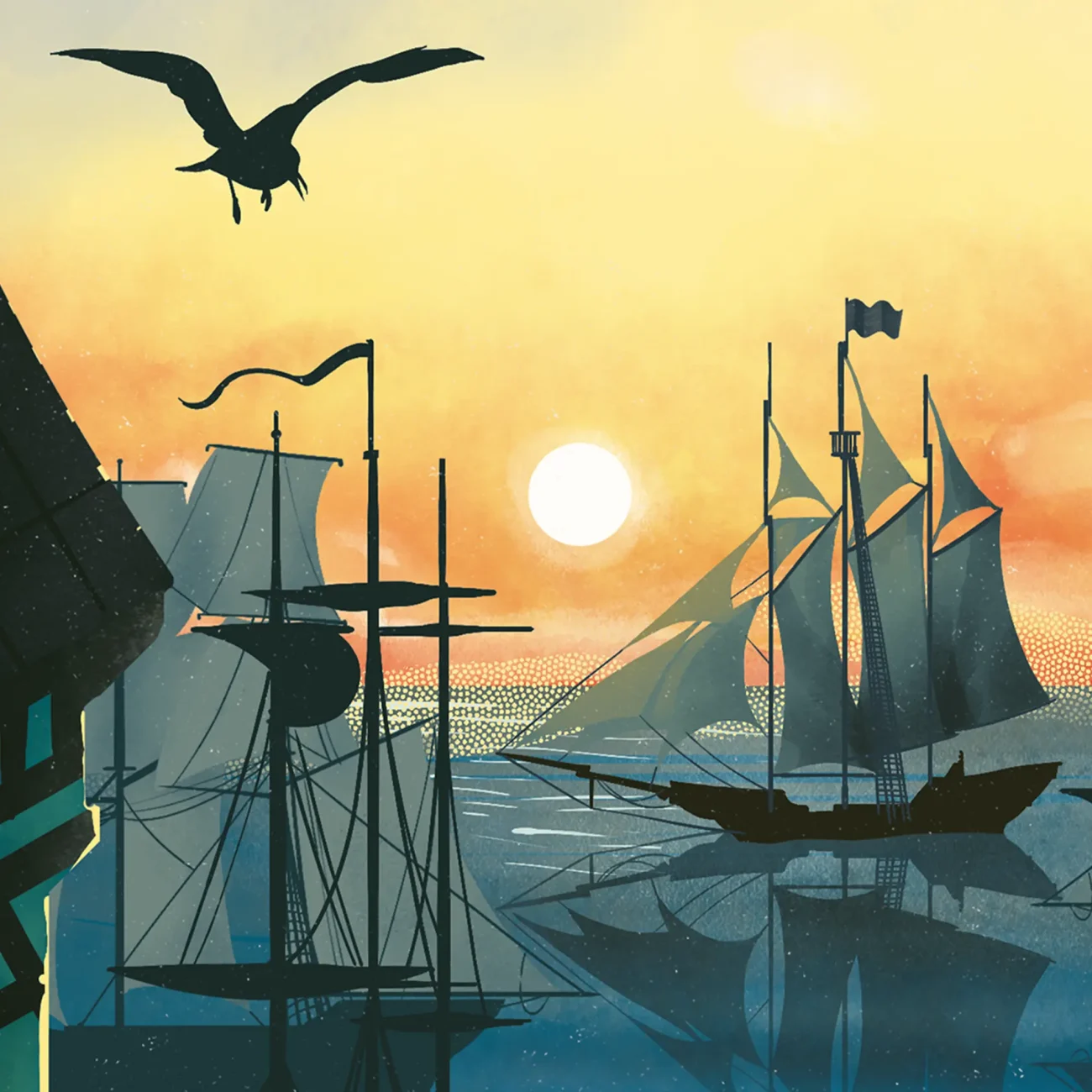 "The Hispaniola lay some way out" limited edition Treasure Island MinaLima art print (close-up detail of the Hispaniola)