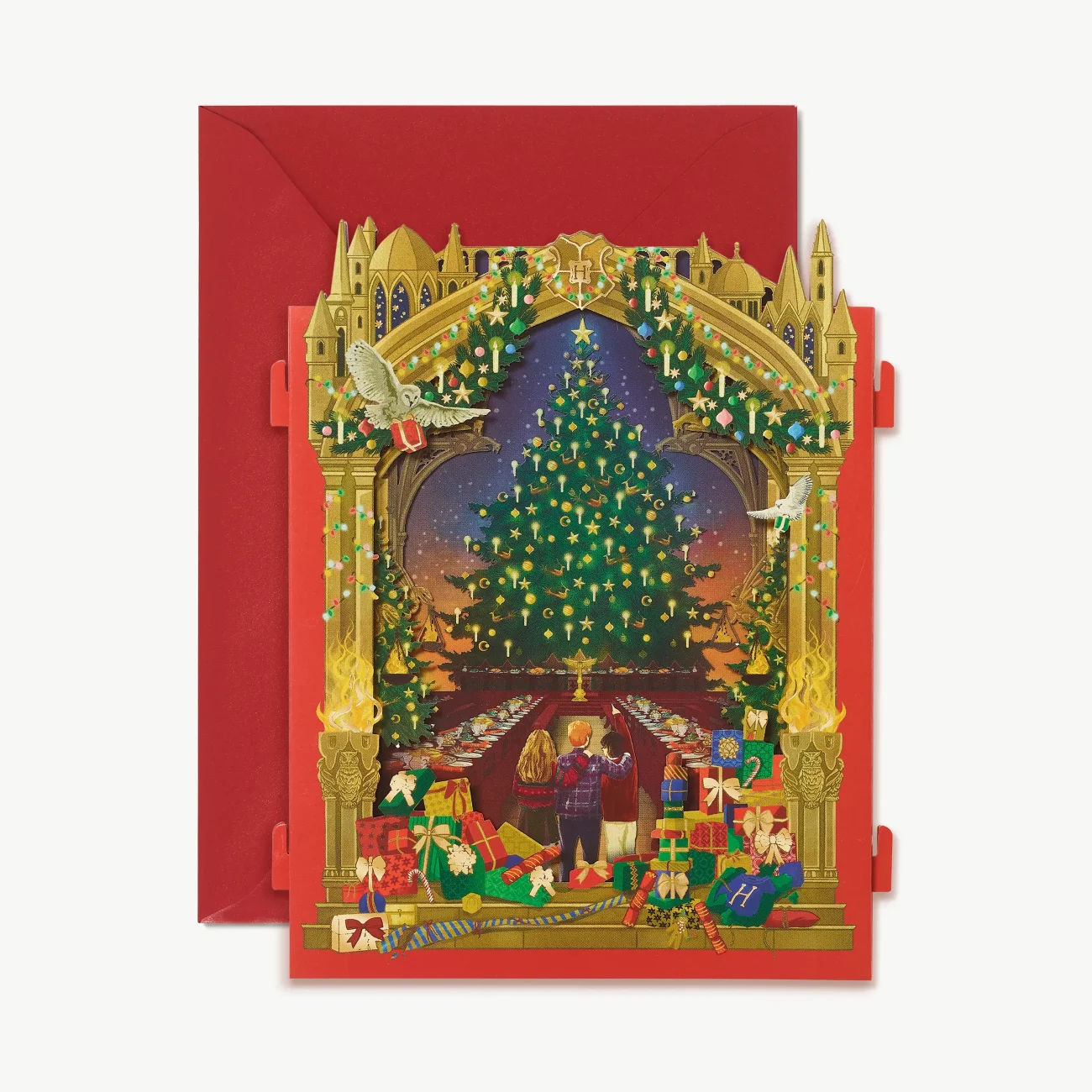 Hogwarts 'A Wizarding Christmas' Harry Potter 3D notecard with red envelope