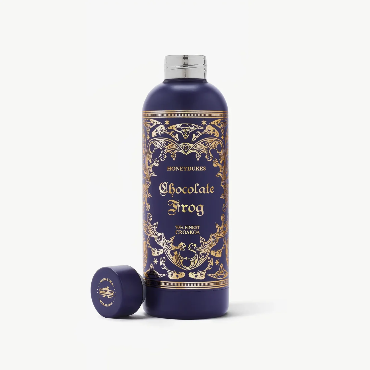 Honeydukes Chocolate Frog '70% Finest Croakoa' Harry Potter drinks bottle (view with lid removed)