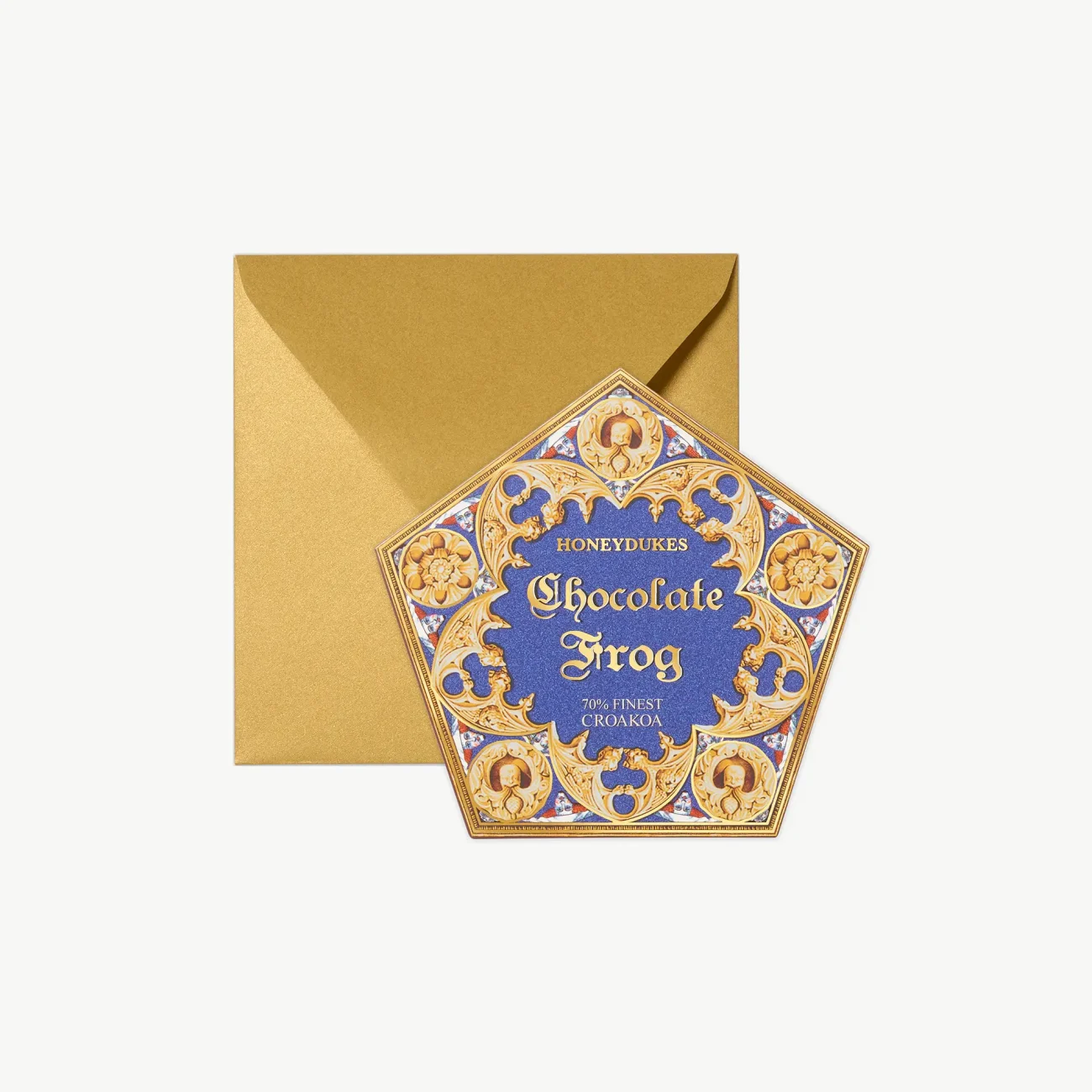 Honeydukes Harry Potter shaped notecard set (Chocolate Frog card shown with gold-coloured envelope)
