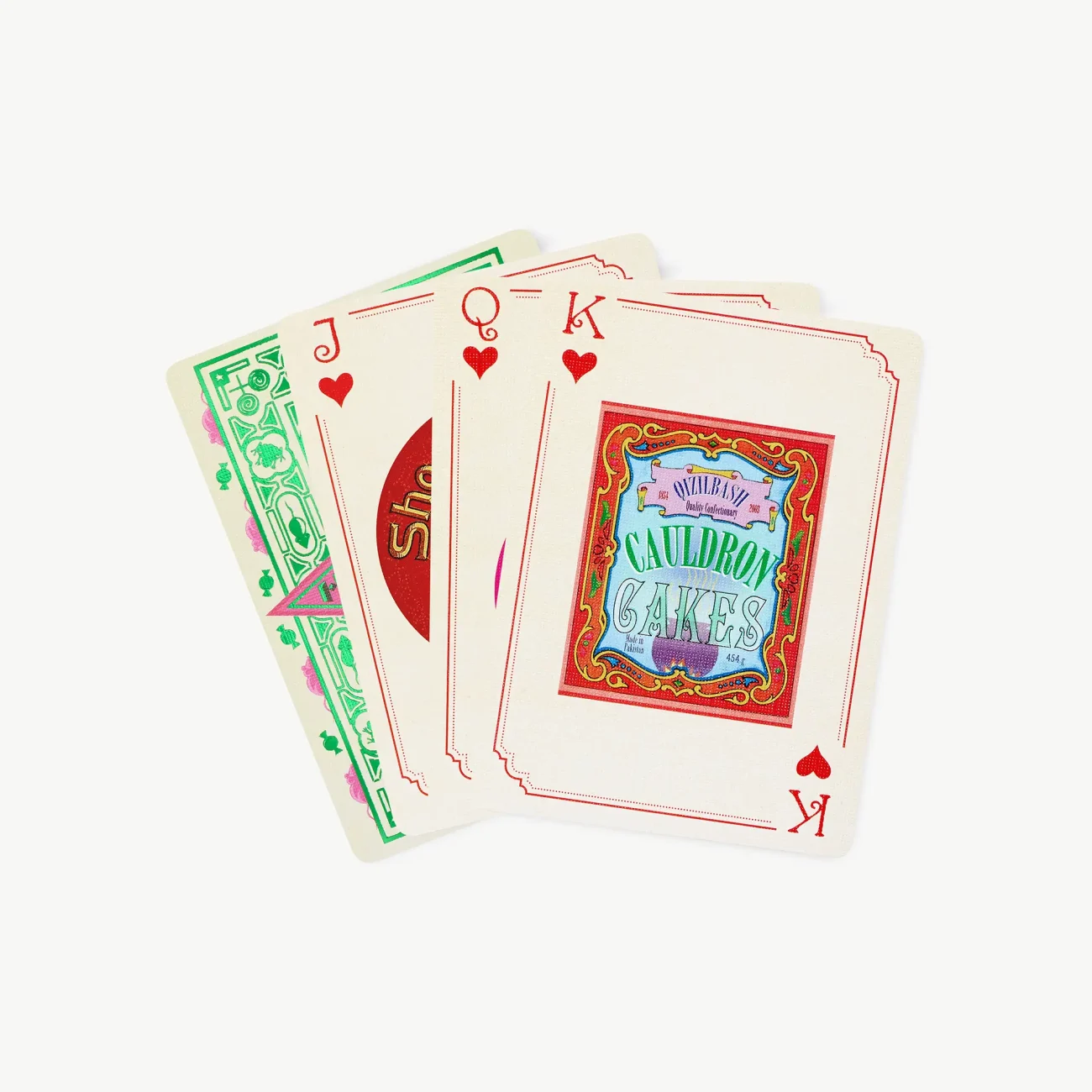 Honeydukes 'Wizarding Confectionery' Harry Potter playing cards (Cauldron Cakes card shown face up)