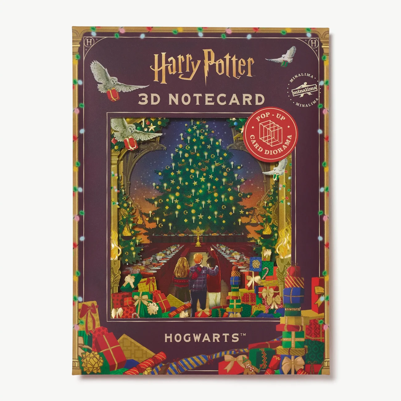 Hogwarts 'A Wizarding Christmas' Harry Potter 3D notecard - packaged view