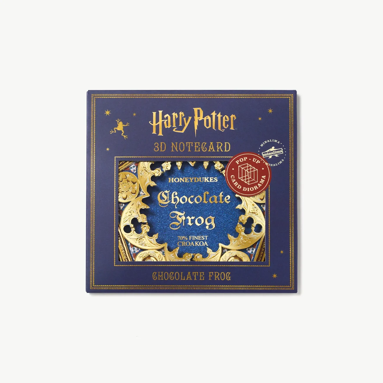 Harry Potter Chocolate Frog packaging pop-up 3D diorama notecard (boxed view)