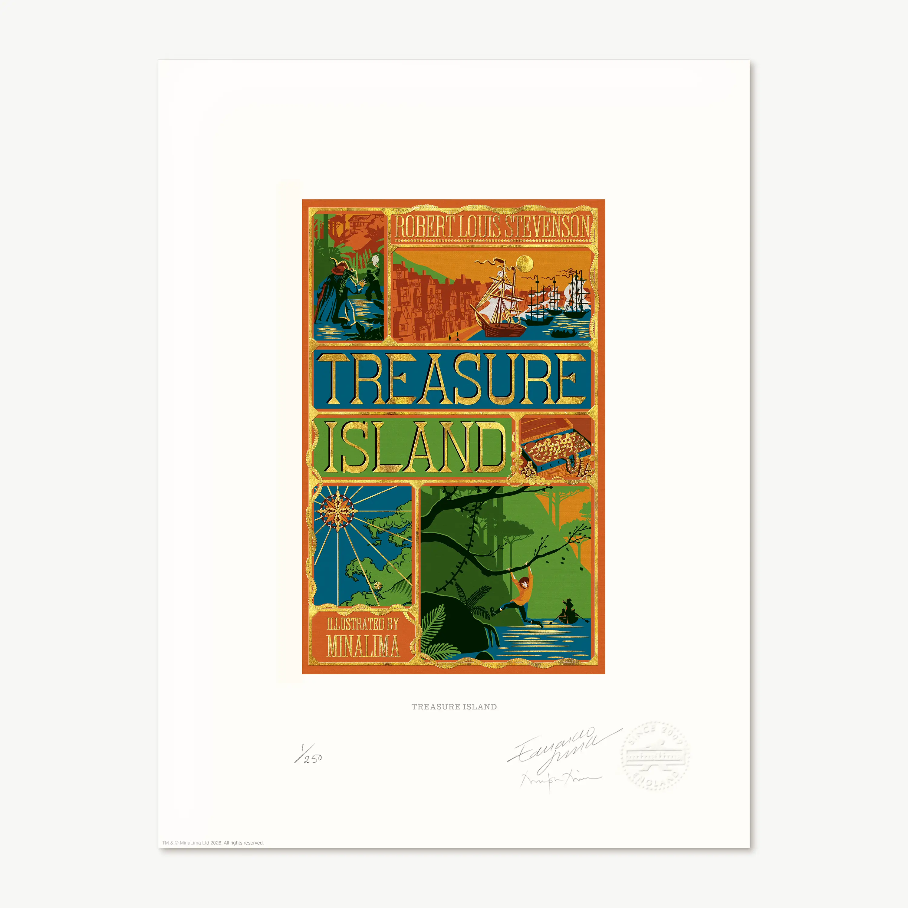 Treasure Island book cover limited edition MinaLima art print