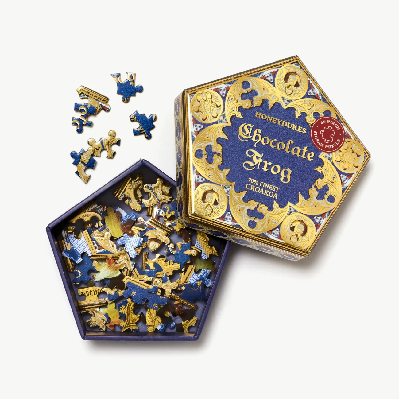 Honeydukes Chocolate Frog double-sided 50-piece Harry Potter jigsaw puzzle (view with pieces in box)