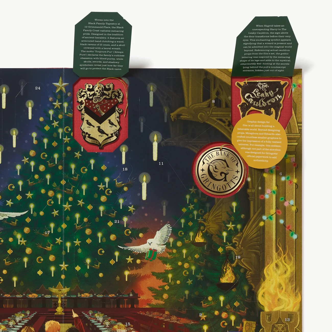 Harry Potter Hogwarts 'A Wizarding Christmas' 2026 advent calendar - zoomed-in image