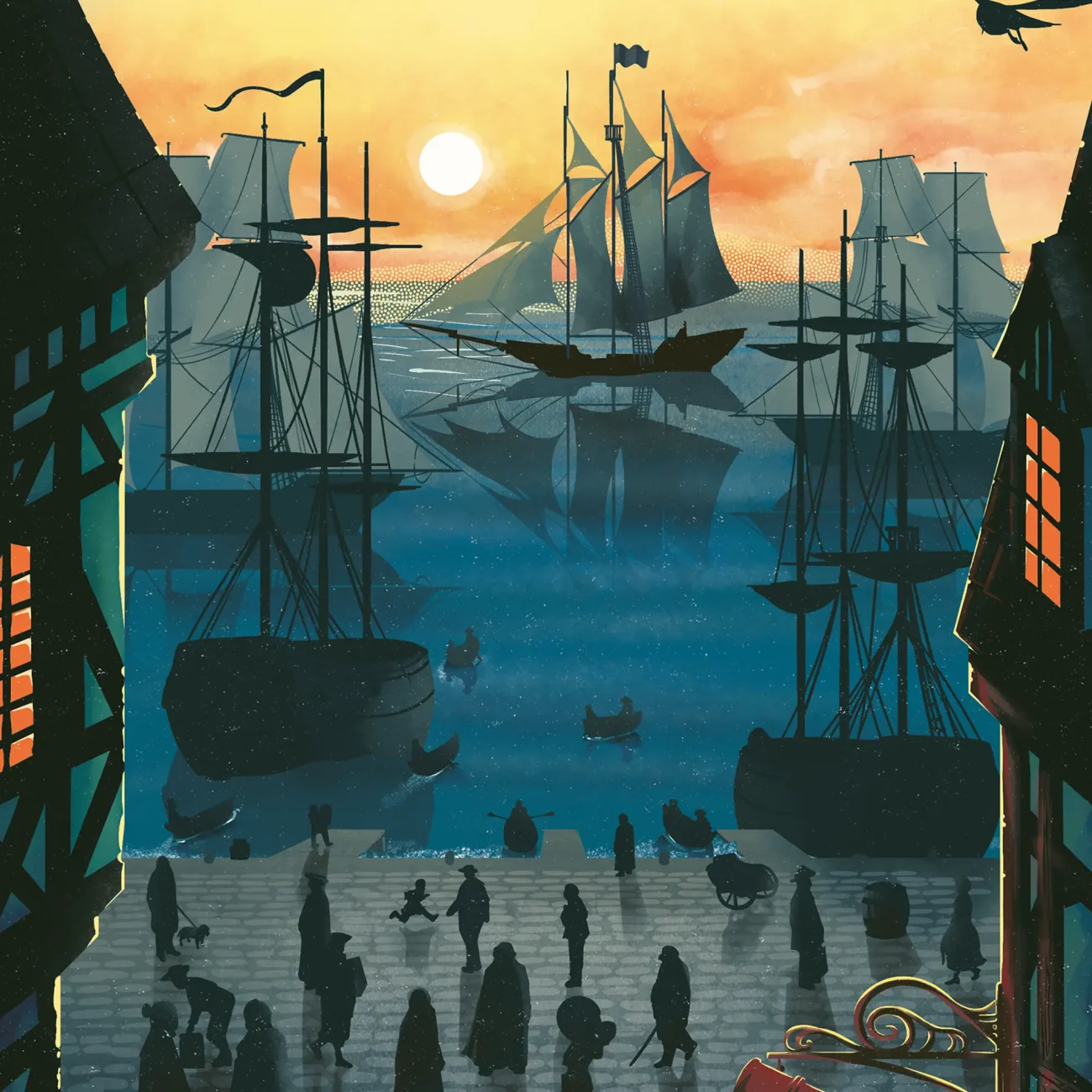 "The Hispaniola lay some way out" limited edition Treasure Island MinaLima art print (zoomed-in image)